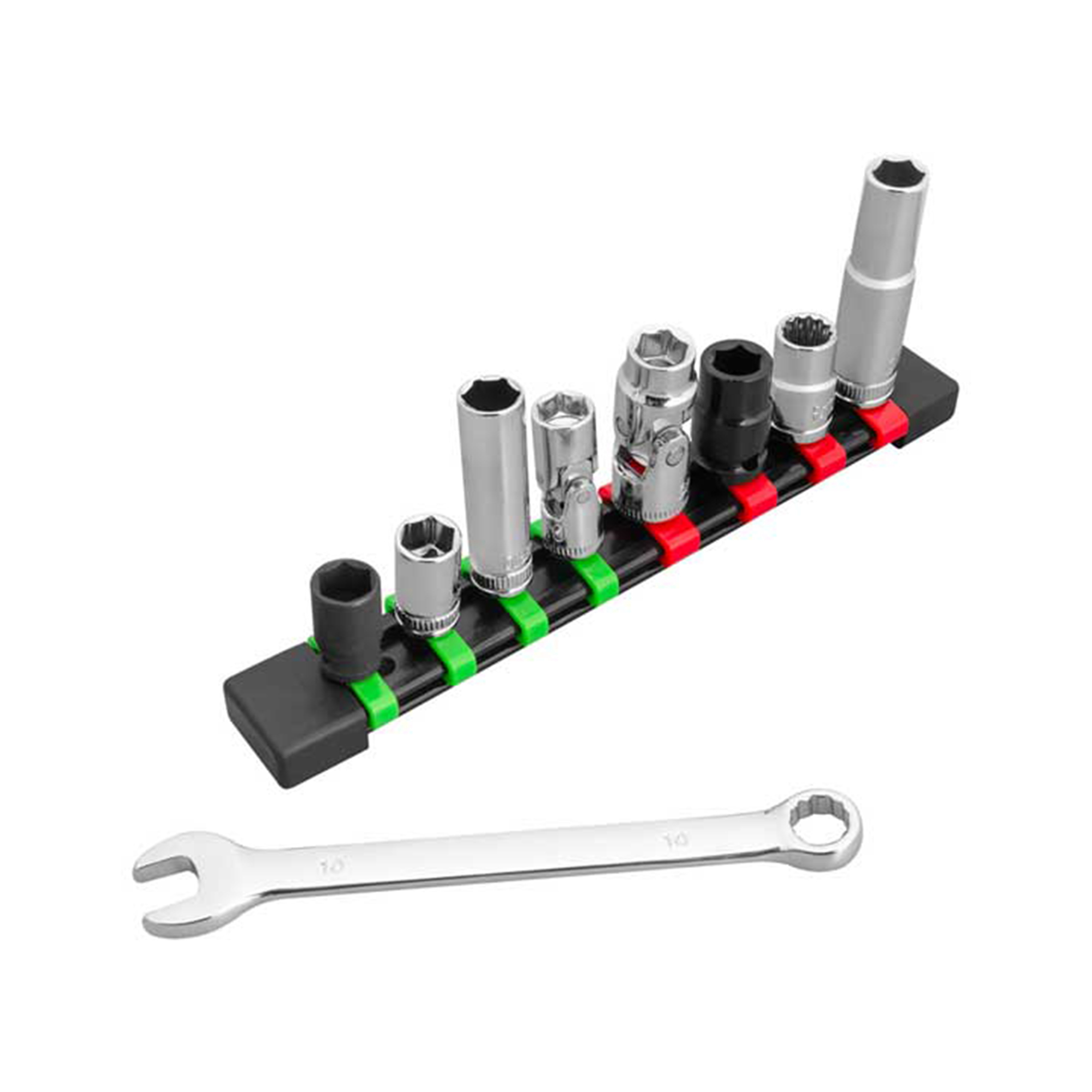Perfromance Tool Rounded Socket Set Performance Tool - 10mm Socket & Wrench Set 9pc - Chrome Vanadium Alloy ...