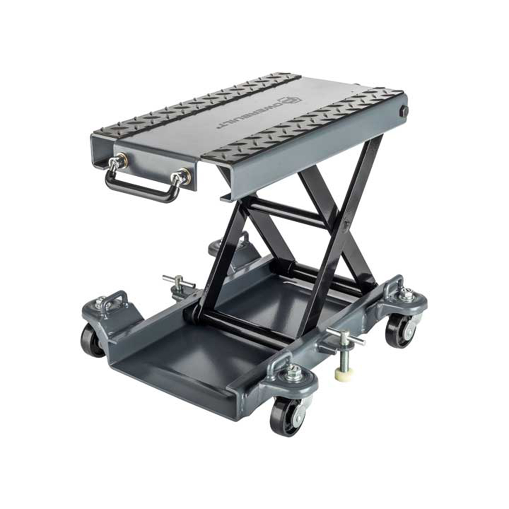 Powerbuilt Deluxe Utility Motorcycle Lift — 1000 lb Capacity, 4in.–13.25in. Lift Range, Portable, Dual Locking Safety Bars, Model# PBT941877ECE