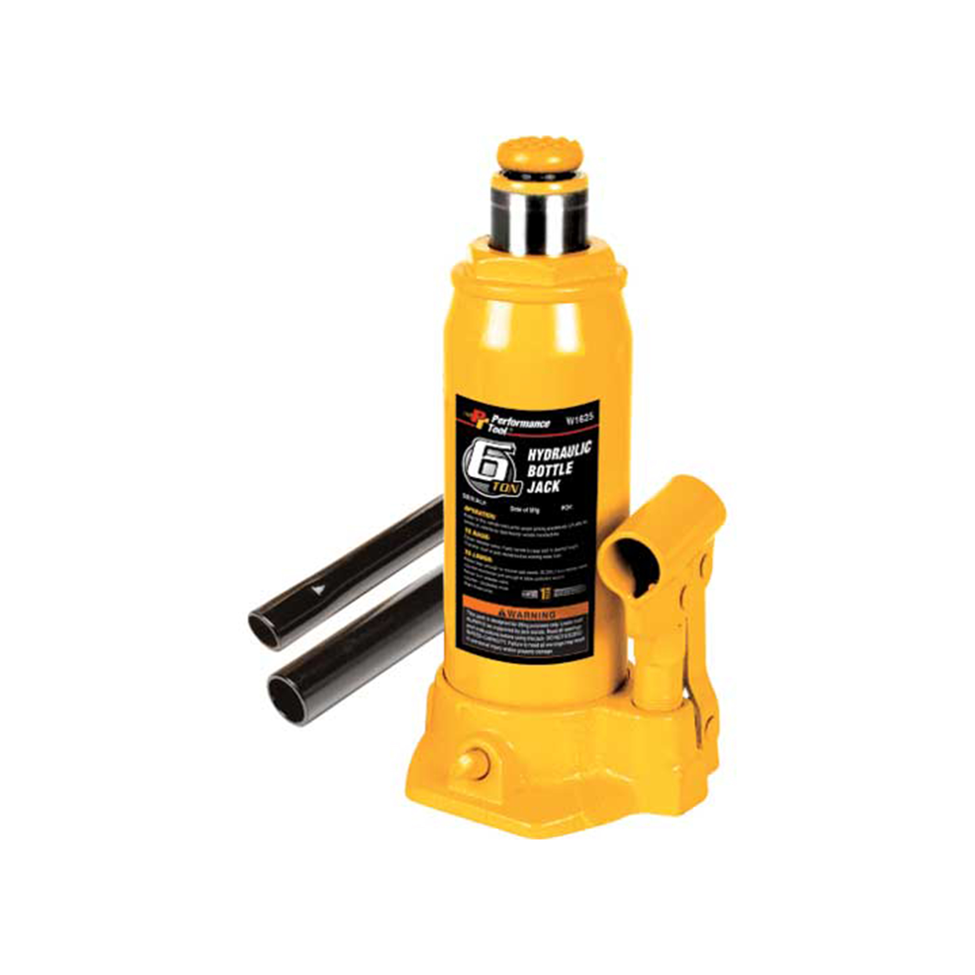 Performance Tool Hydraulic Bottle Jack — 6 Ton Capacity, Heavy-Duty Steel, 8.5in.–16.25in. Lift Range, Oversized Base, Model# PRTW1625