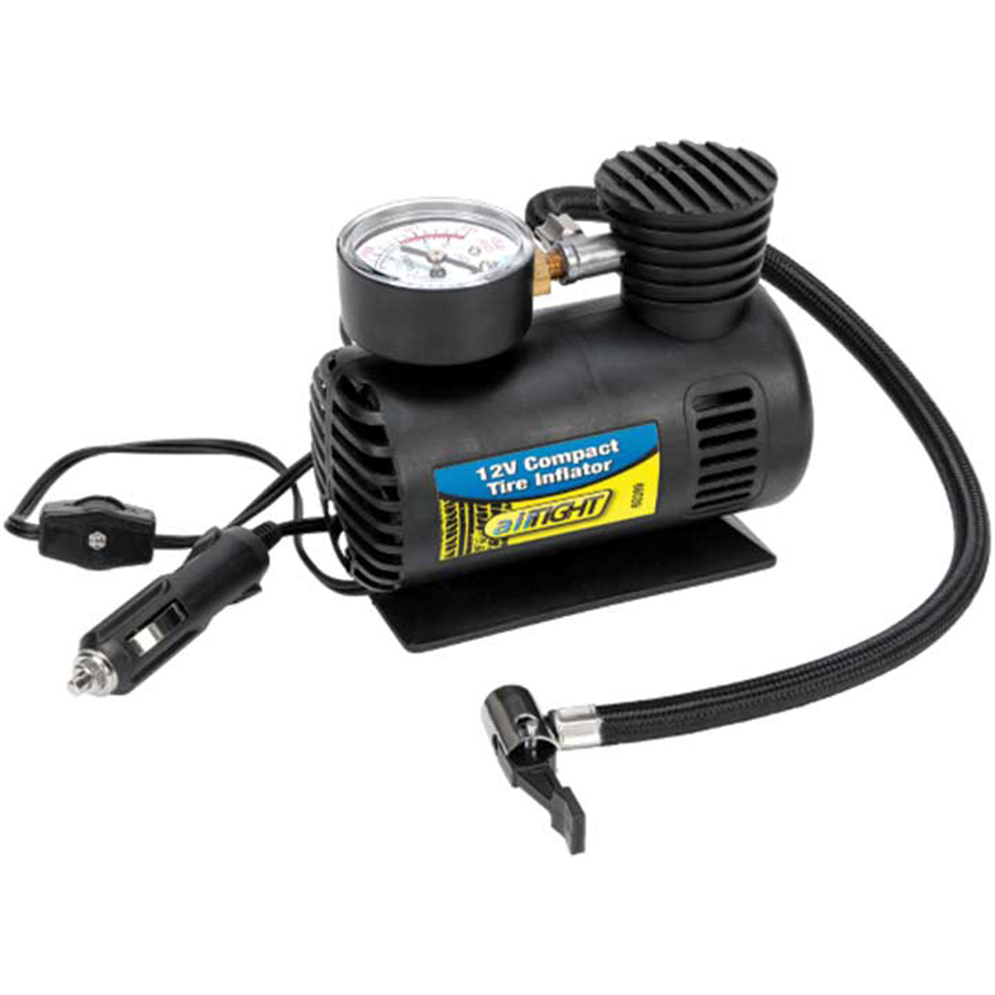 Performance Tool Compact Tire Inflator — 12V, 150 PSI, Gauge, Multiple Adapters, Model# PRT60399