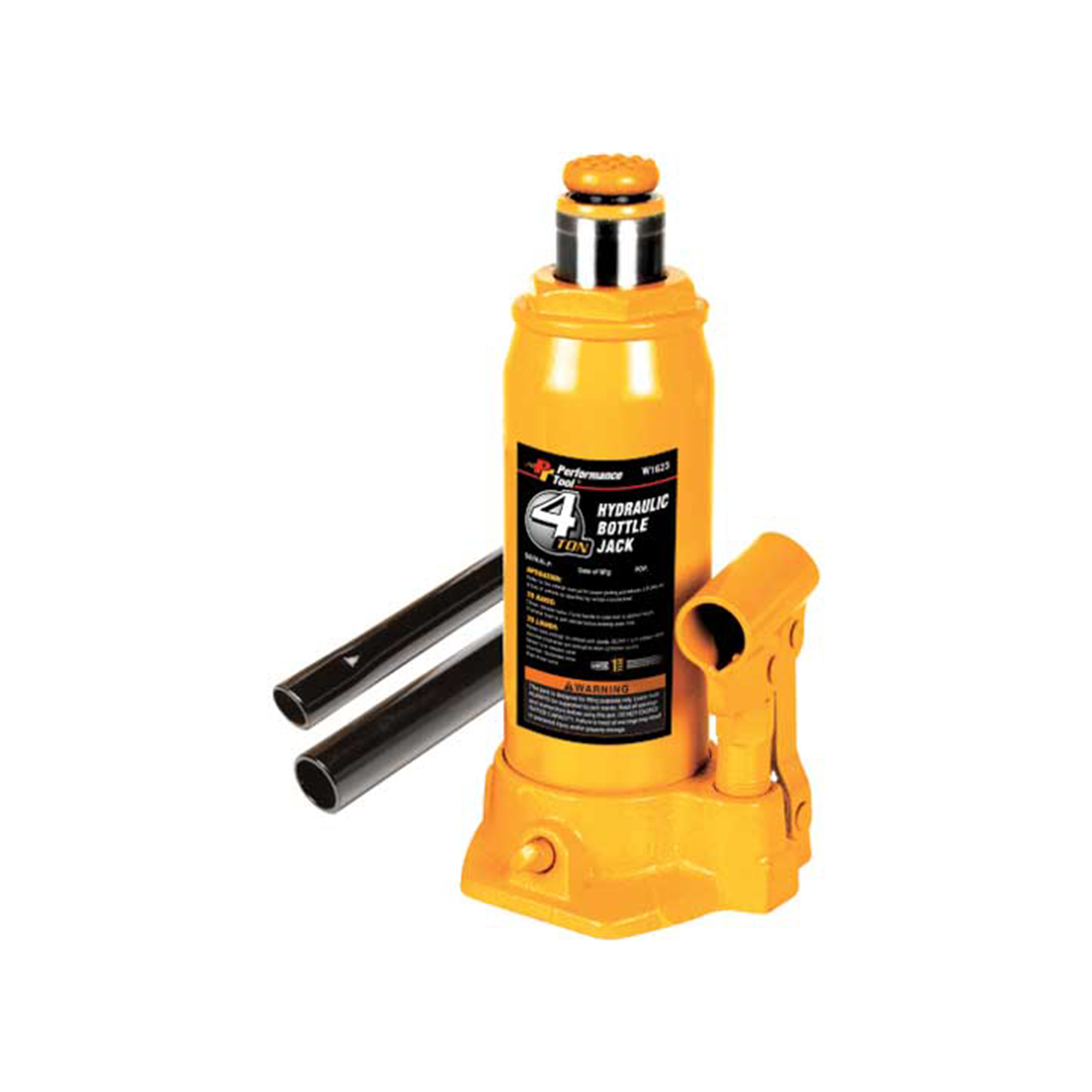 Performance Tool Hydraulic Bottle Jack — 4 Ton Capacity, Steel Frame, Oversized Base, 7-5/8in. to 14-5/8in. Lift Range, Model# PRTW1623