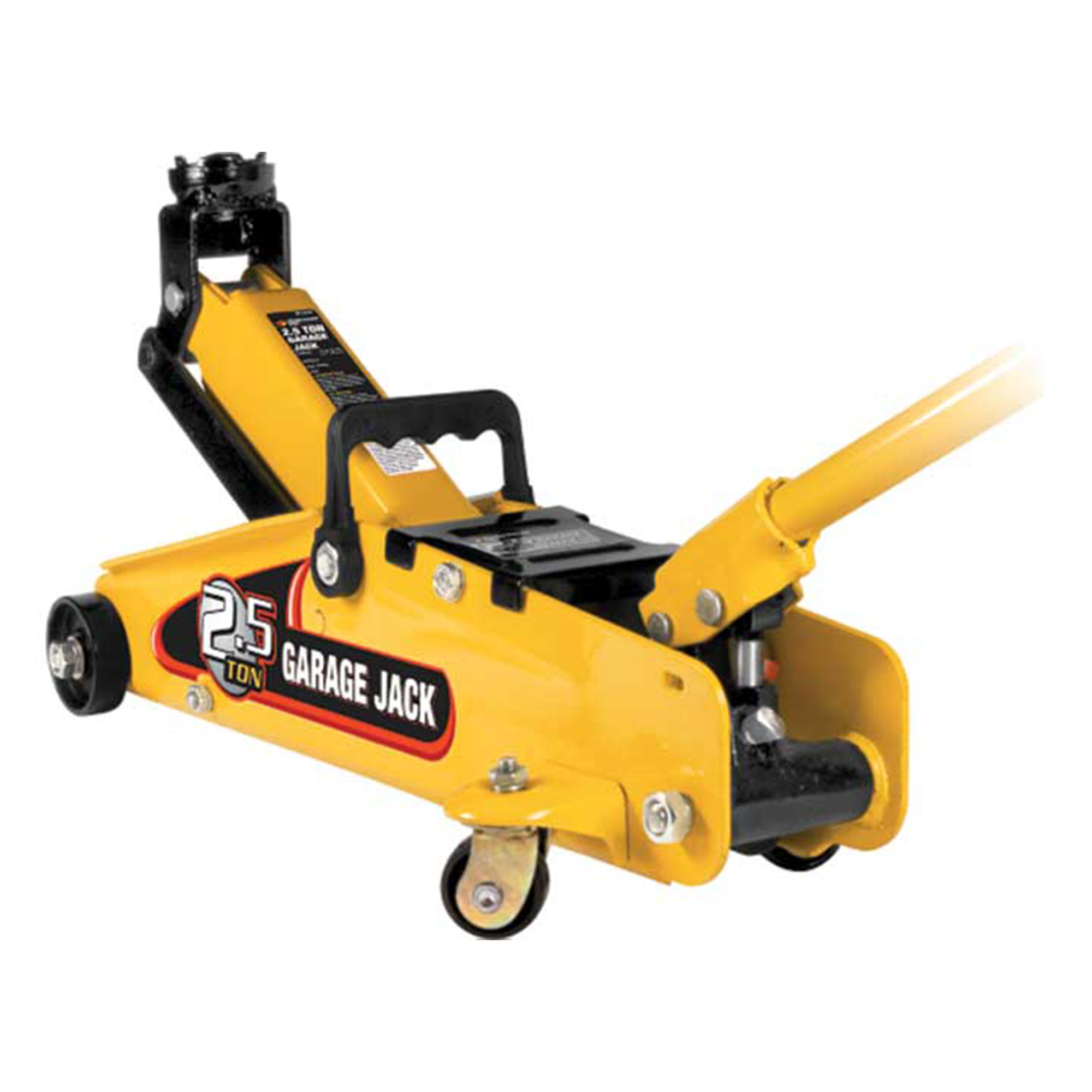 Performance Tool Garage Jack — 2.5 Ton Capacity, 15.25in. Max Height, Steel Frame, Yellow, Model# W1640