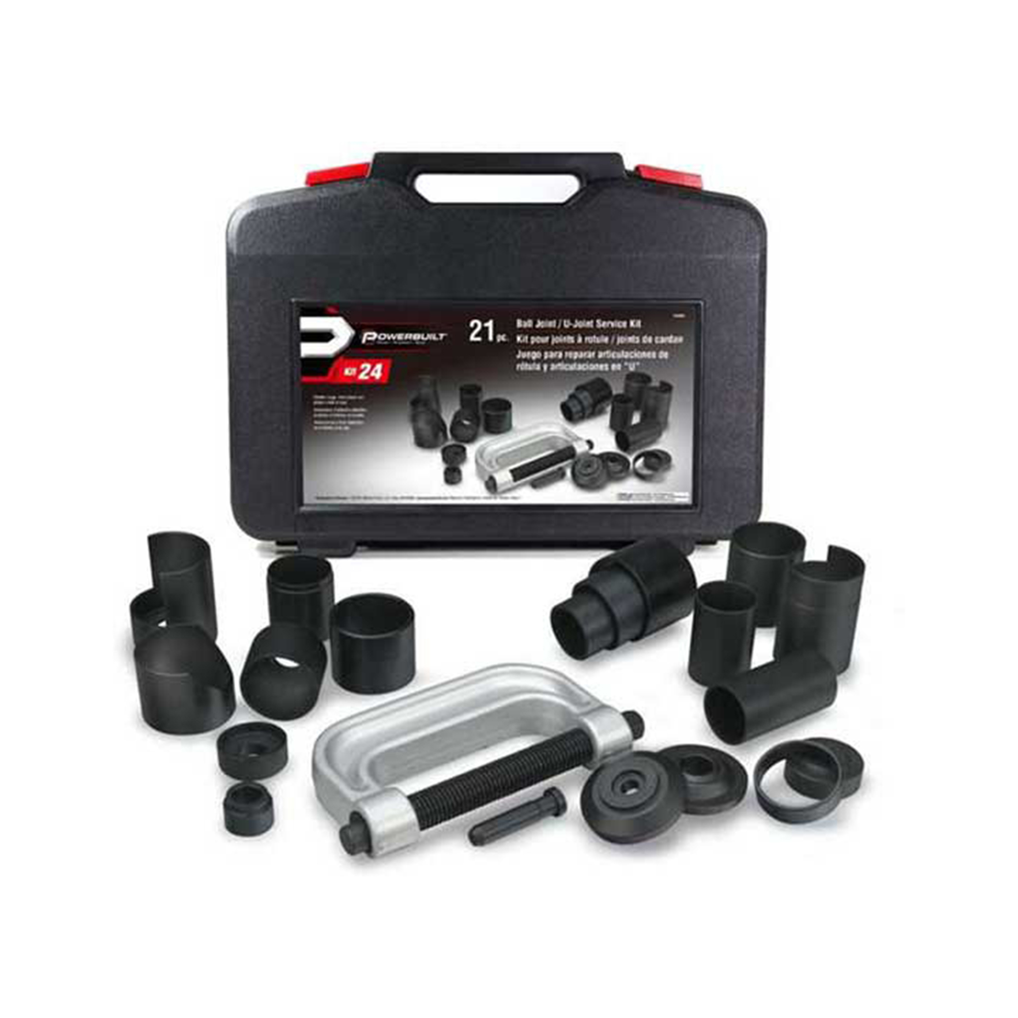 Powerbuilt Ball Joint and U-Joint Service Set — 21-Piece, Suspension and Steering Repair Kit, Hardened Steel, Model# PBT648602