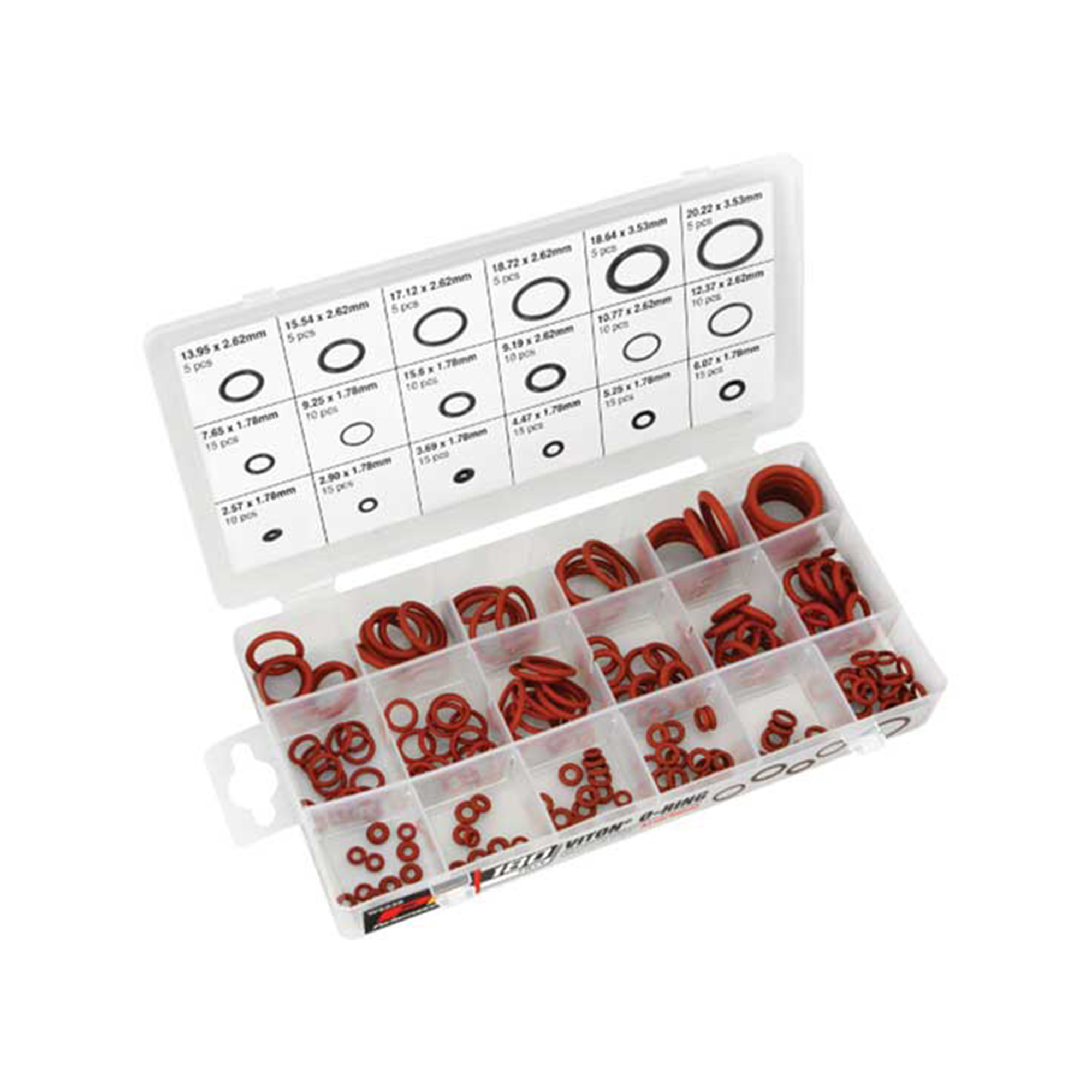Performance Tool Viton O-Ring Assortment — 180 Pcs, High Heat & Chemical Resistant, 18 Sizes, Model# PRTW5239