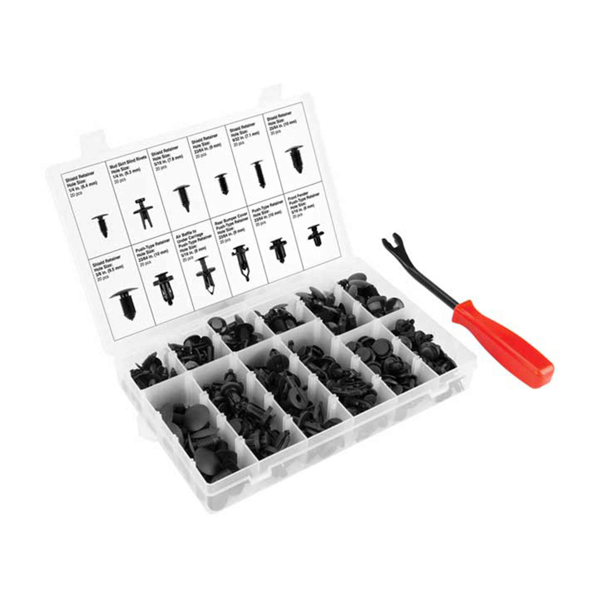 Performance Tool Push Pin Retainer & Tool Set — 240 Pcs, Fits Ford, GM, Chrysler, Toyota, Honda, Nissan, Model# PRTW5259