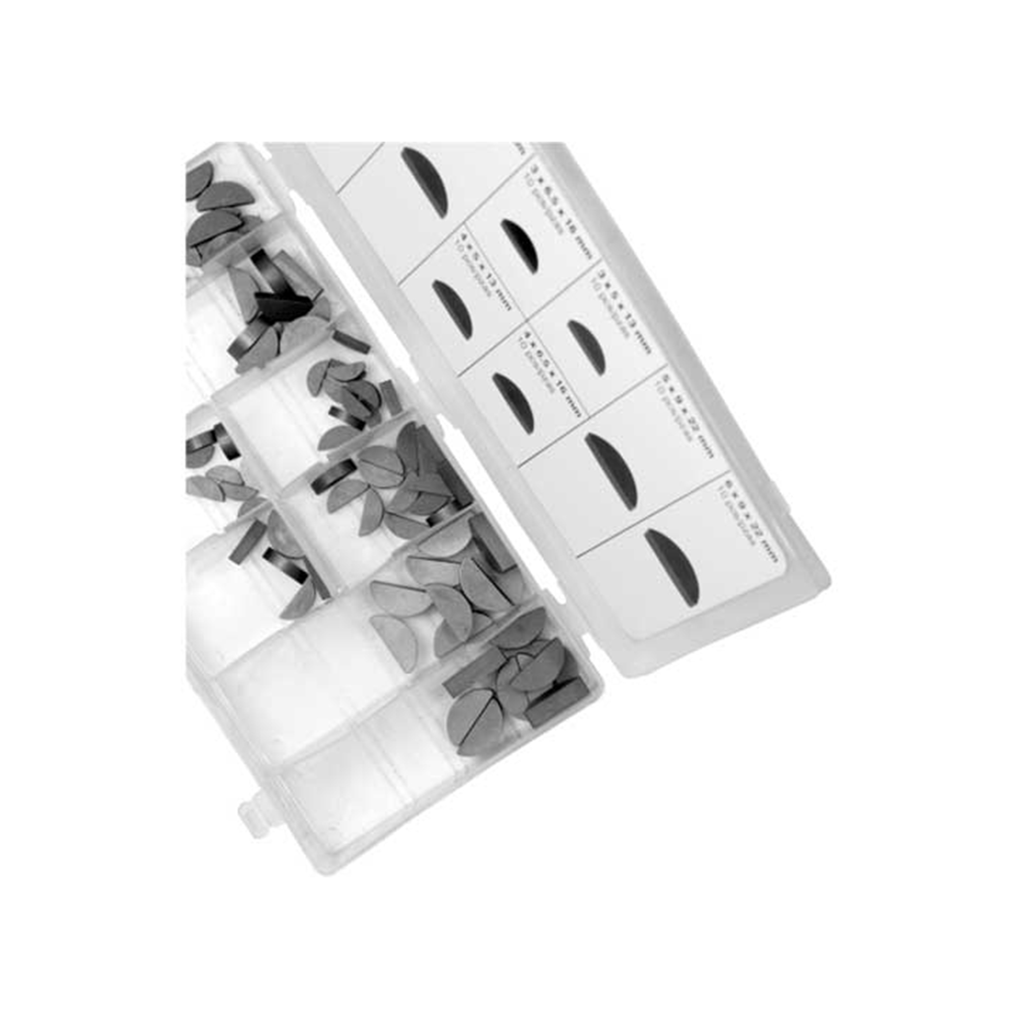 Performance Tool Woodruff Key Assortment — 80 Pcs, 8 Sizes, Re-Sealable Case, Model# PRTW5341