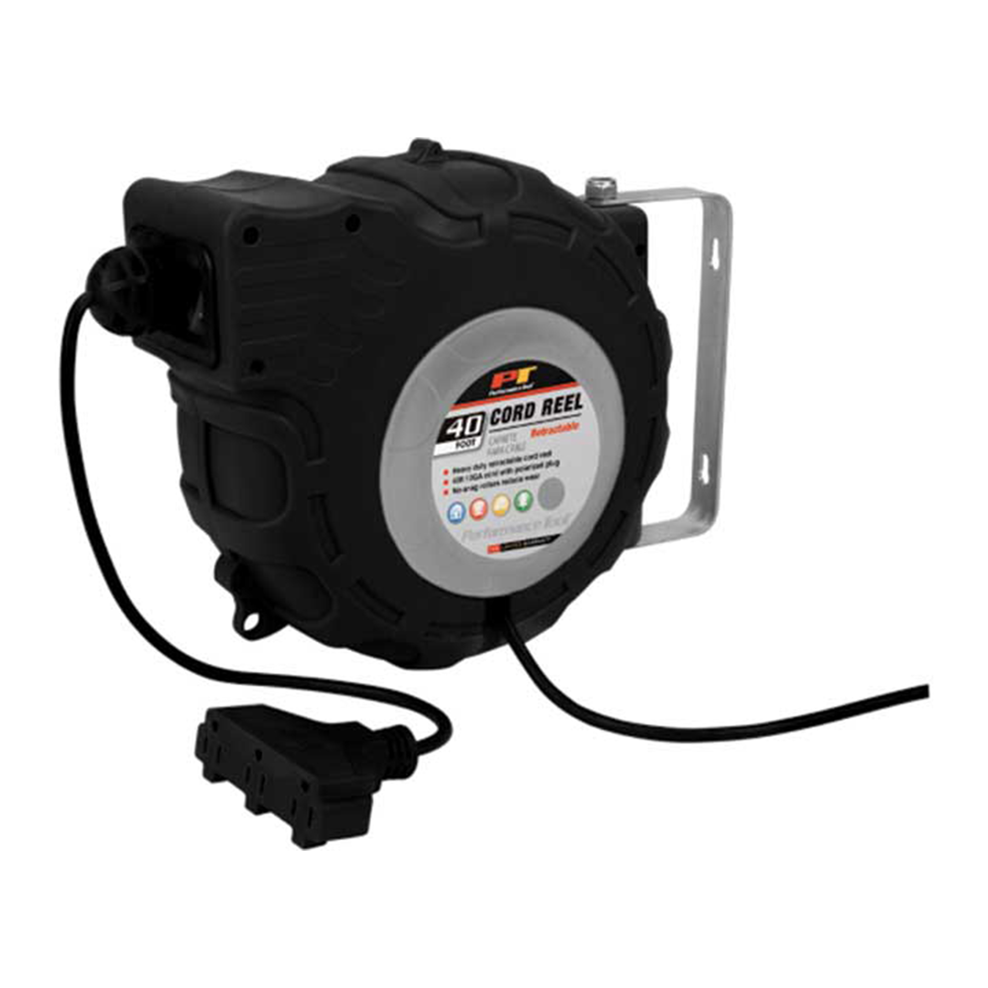 Performance Tool Retractable Cord Reel — 40ft., 12Ga., Durable, Automatic Rewind, Model# PRTW2278