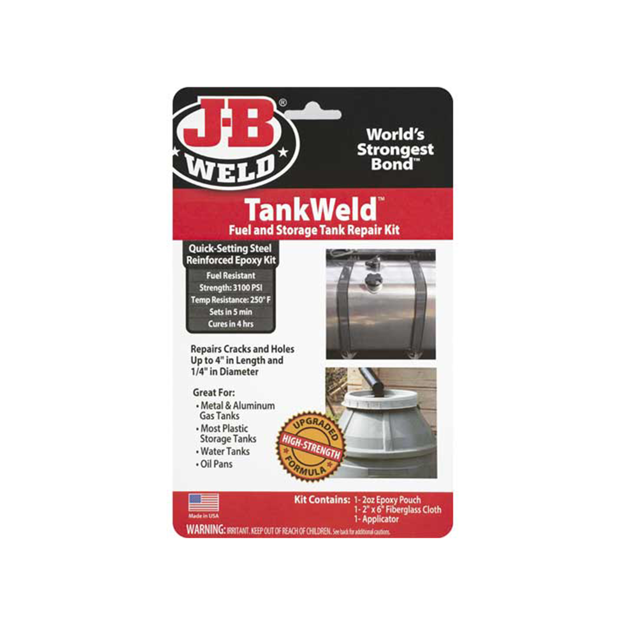 JB Weld TankWeld Metal Fuel Tank Repair Kit — Oil-Resistant, Seals Cracks & Holes, Model# JBW2110