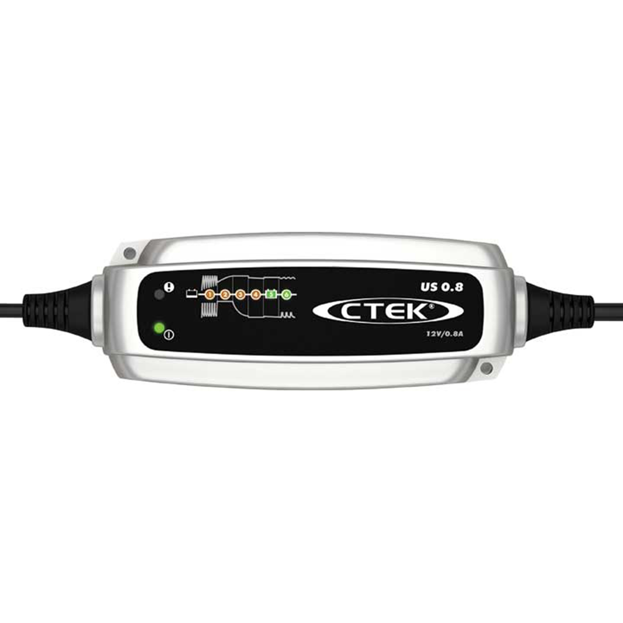 CTEK Power Compact Battery Charger & Maintainer — 12V, 0.8A, 6-Step Charging, Water-Resistant, Model# CTK56-865