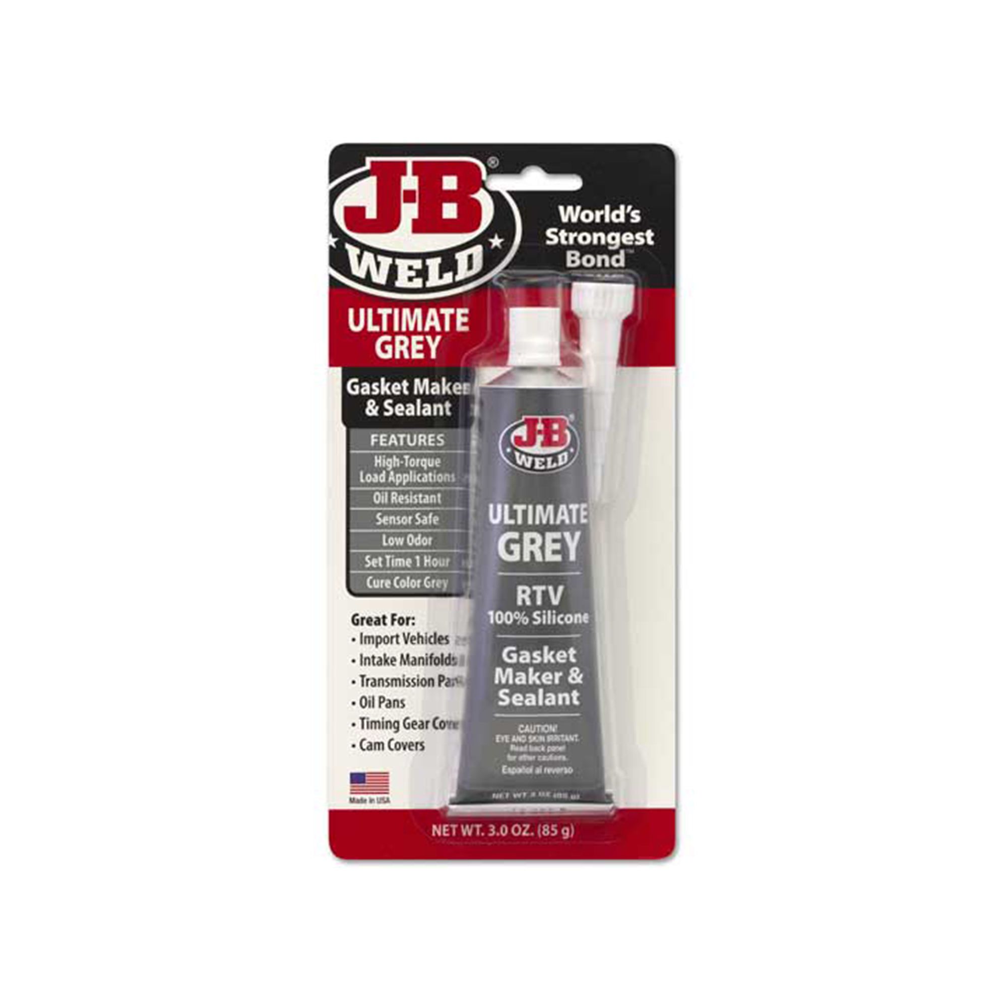 JB Weld Ultimate Grey RTV Gasket Maker Sealant — 3 Oz. Tube, High Torque, Oil-Resistant, Waterproof, Model# JBW32327
