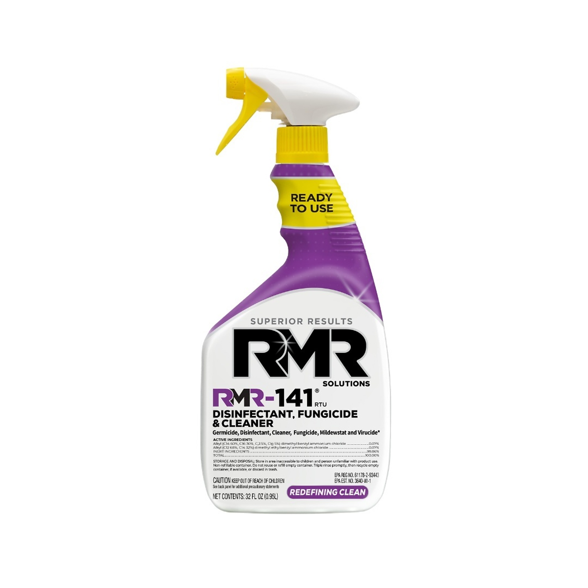 RMR-141 Ready-to-Use Disinfectant — 32 Oz., Multi-Surface Cleaner, EPA-Registered, Model# 141RTU32