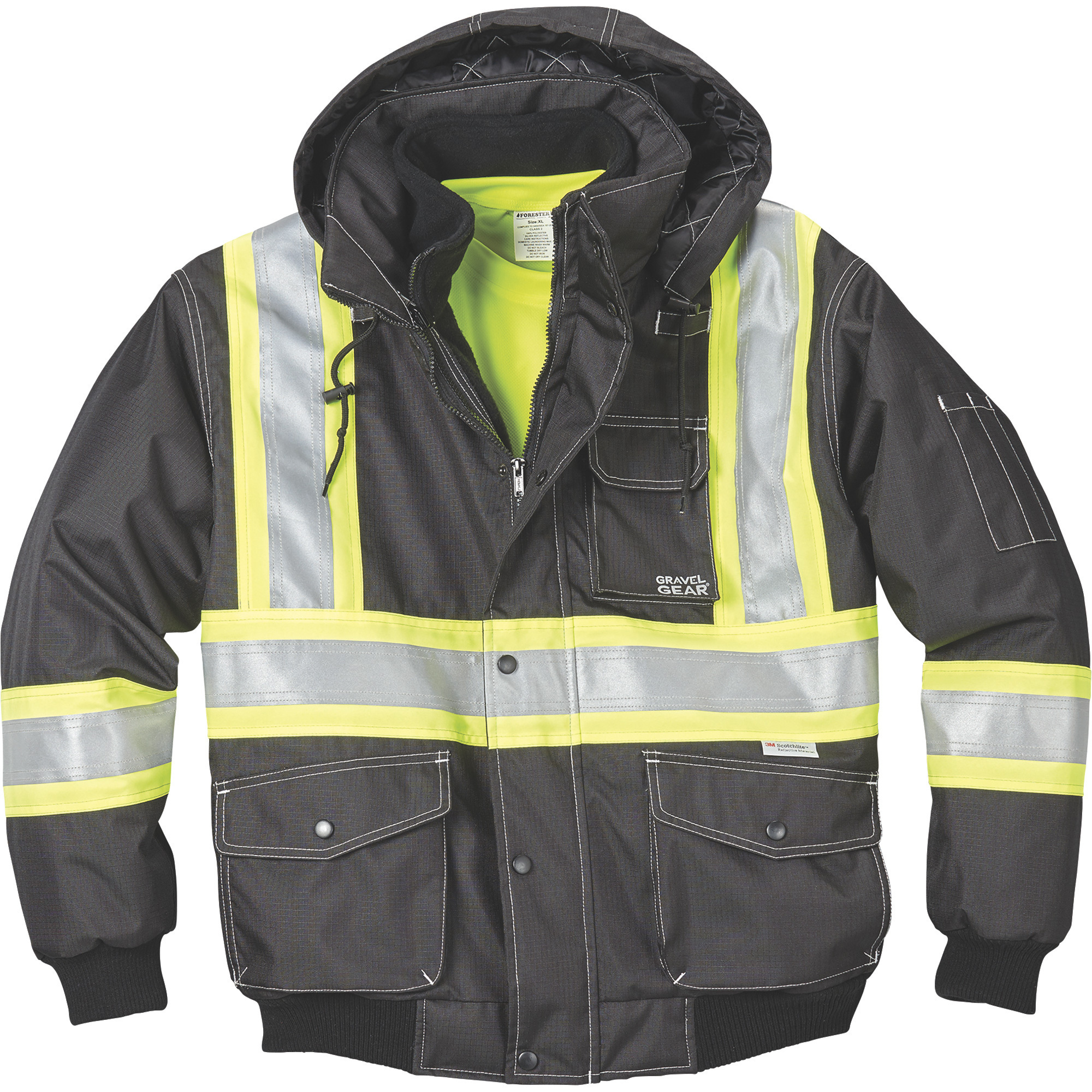 Work King Men's Class 1 High-Visibility 3-in-1 Bomber Jacket, Lime, Large
