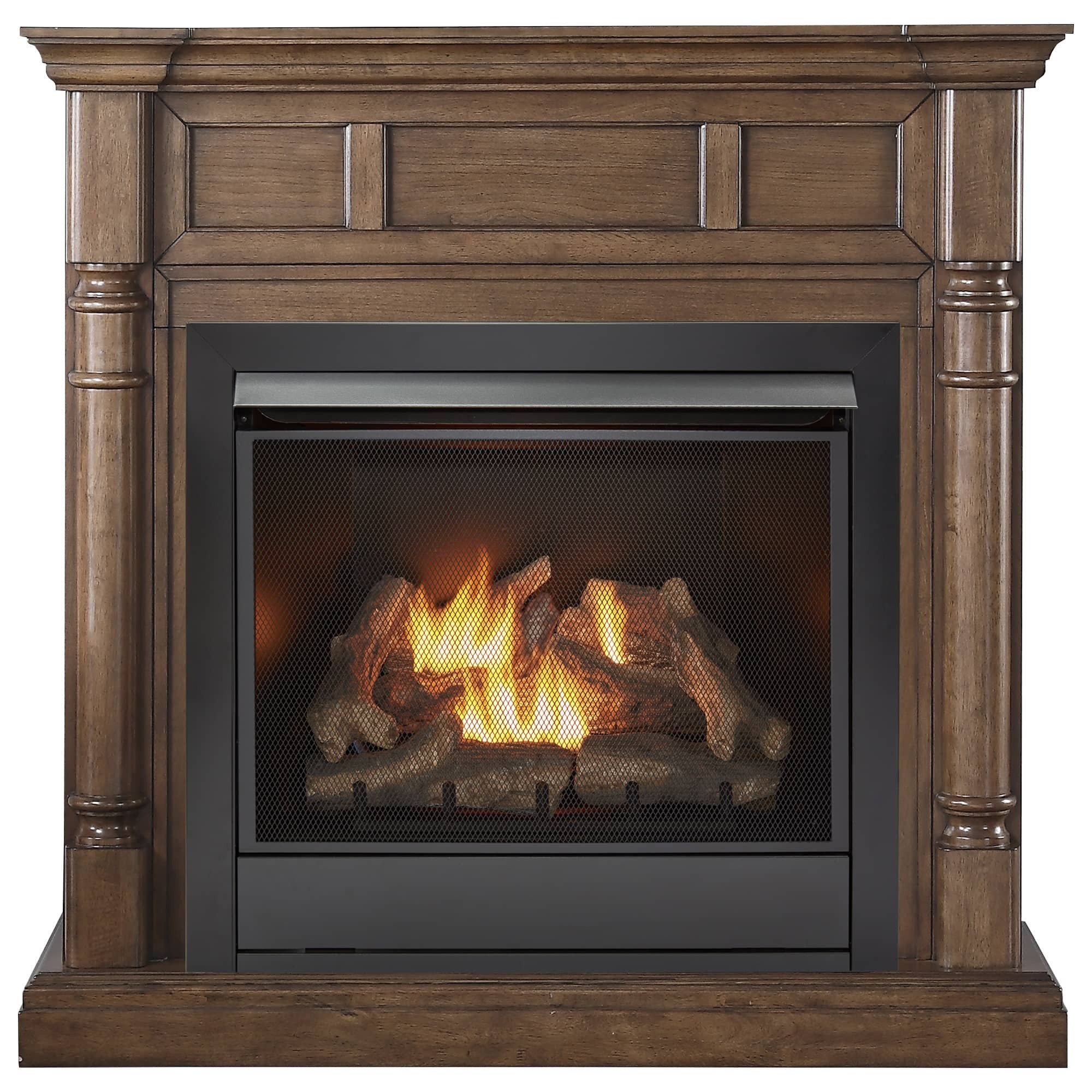 Duluth Forge Vent Free Fireplace System — 32,000 BTU, 1,500 Sq. Ft. Heating Capacity, Walnut Mantel, Remote Control, Model# FNI32R-M-WN