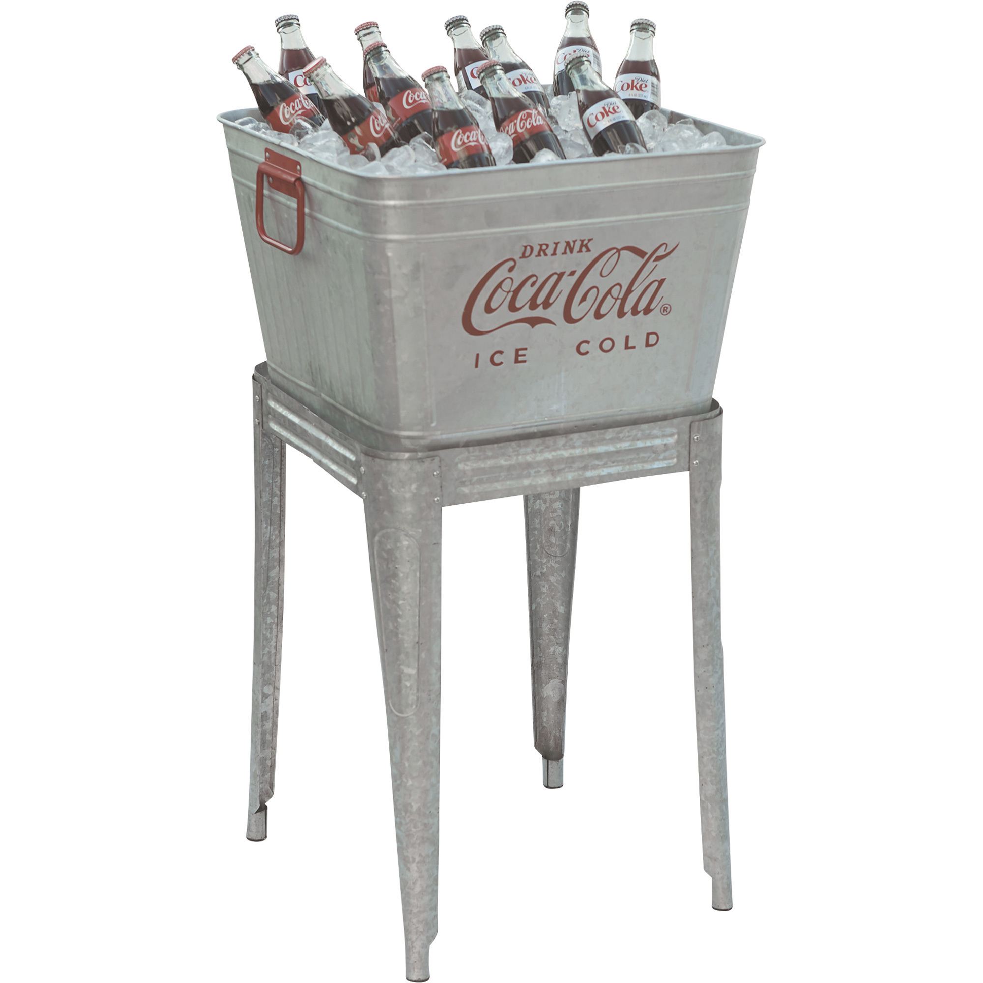 42-Quart Galvanized Coca-Cola Wash Tub Cooler with Stand - 18in.L