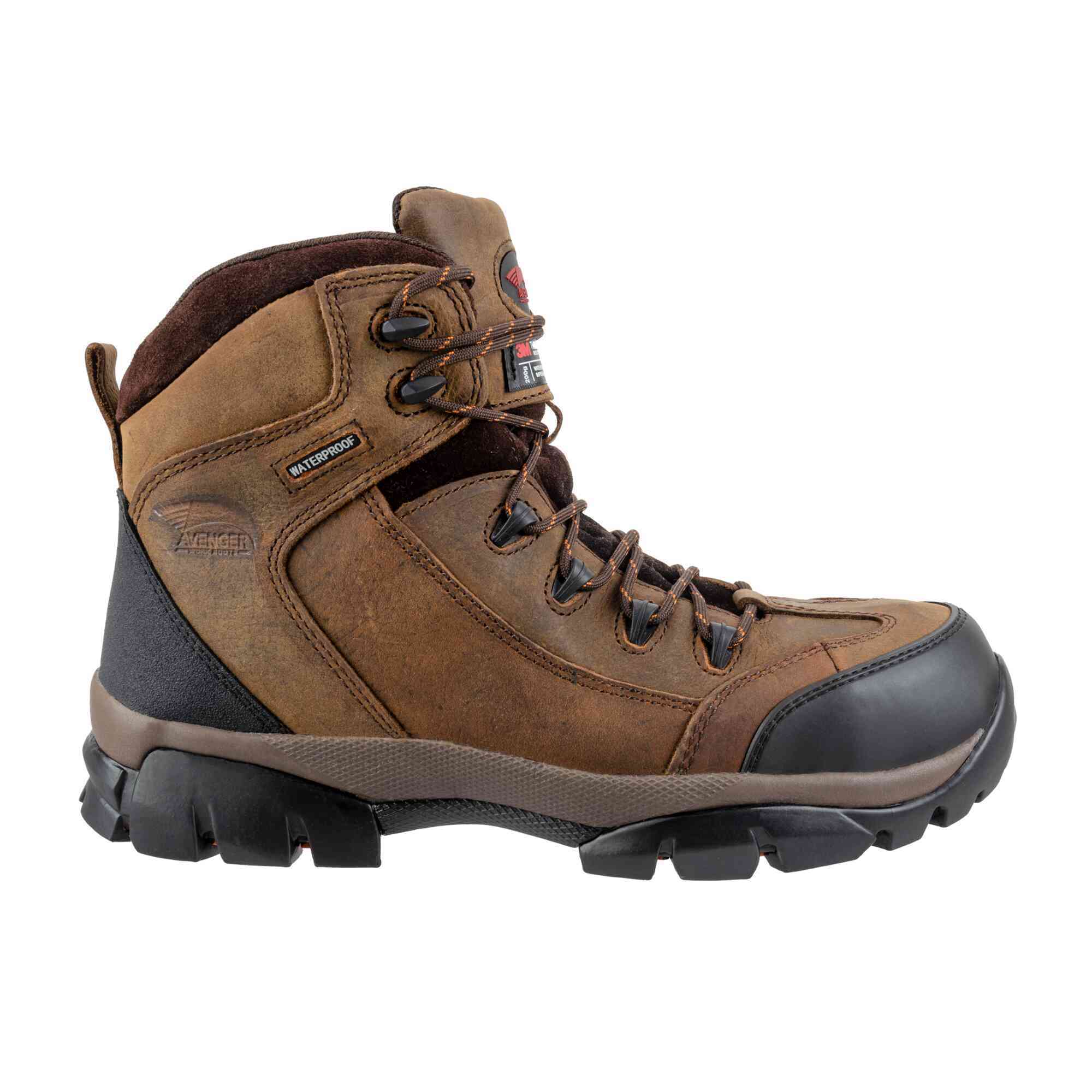 Avenger A7244 Mens Waterproof Composite Toe Work Boots Brown Leather EH Size 6 Avenger A7244 Mens Composite Toe EH Waterproof Hiker W Brown  main image 3