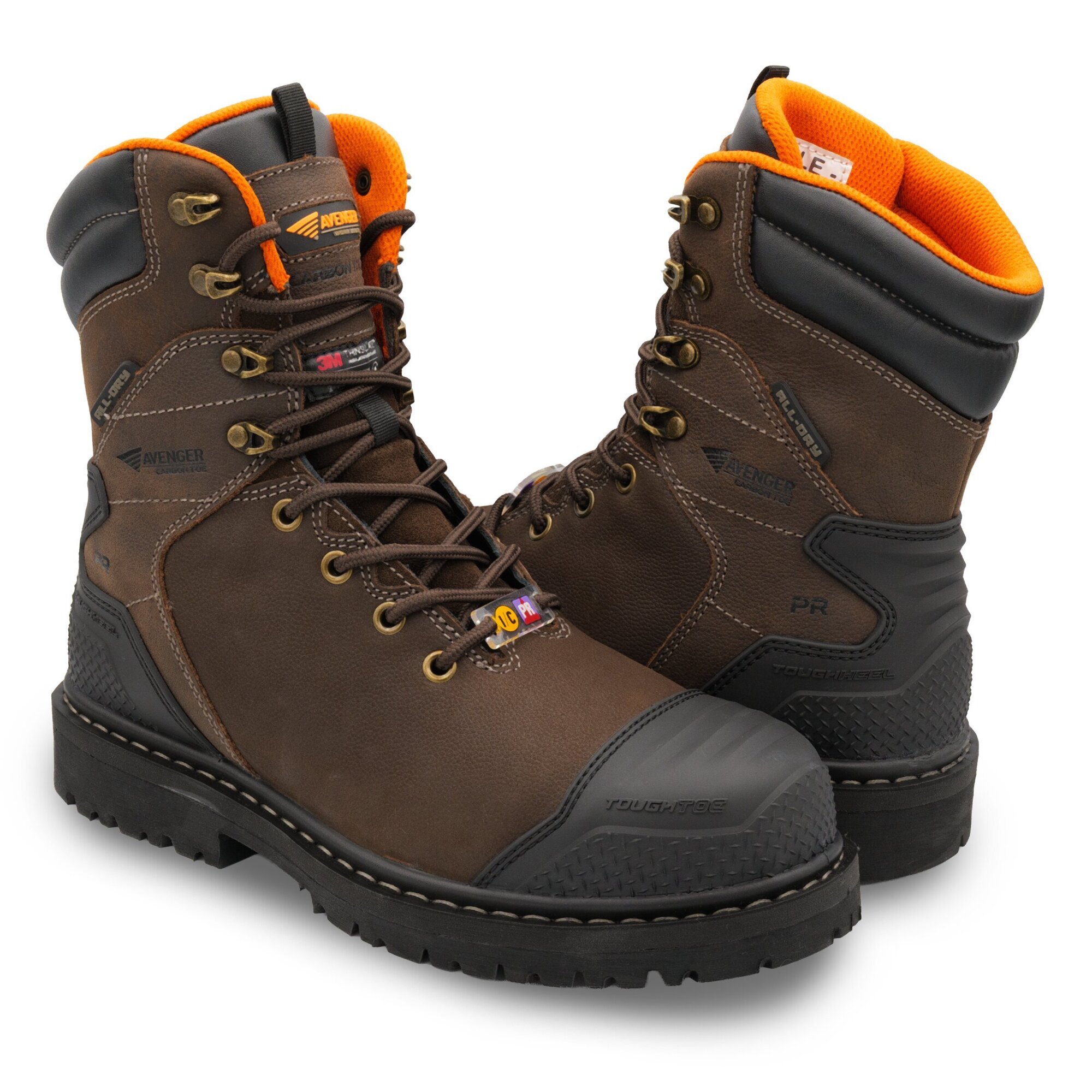 Avenger Hammer MAX Tall Insulated Work Boots — Men's, 8in., 600g Insulation, Waterproof, Puncture-Resistant, Brown, Size 12, Model# A7384-12D