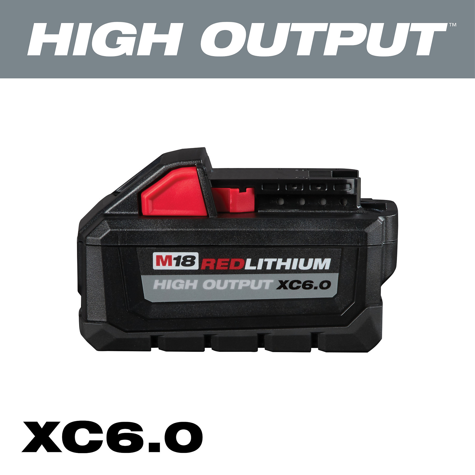 Milwaukee M18 REDLITHIUM High Output XC6.0 Battery Pack, 6.0Ah