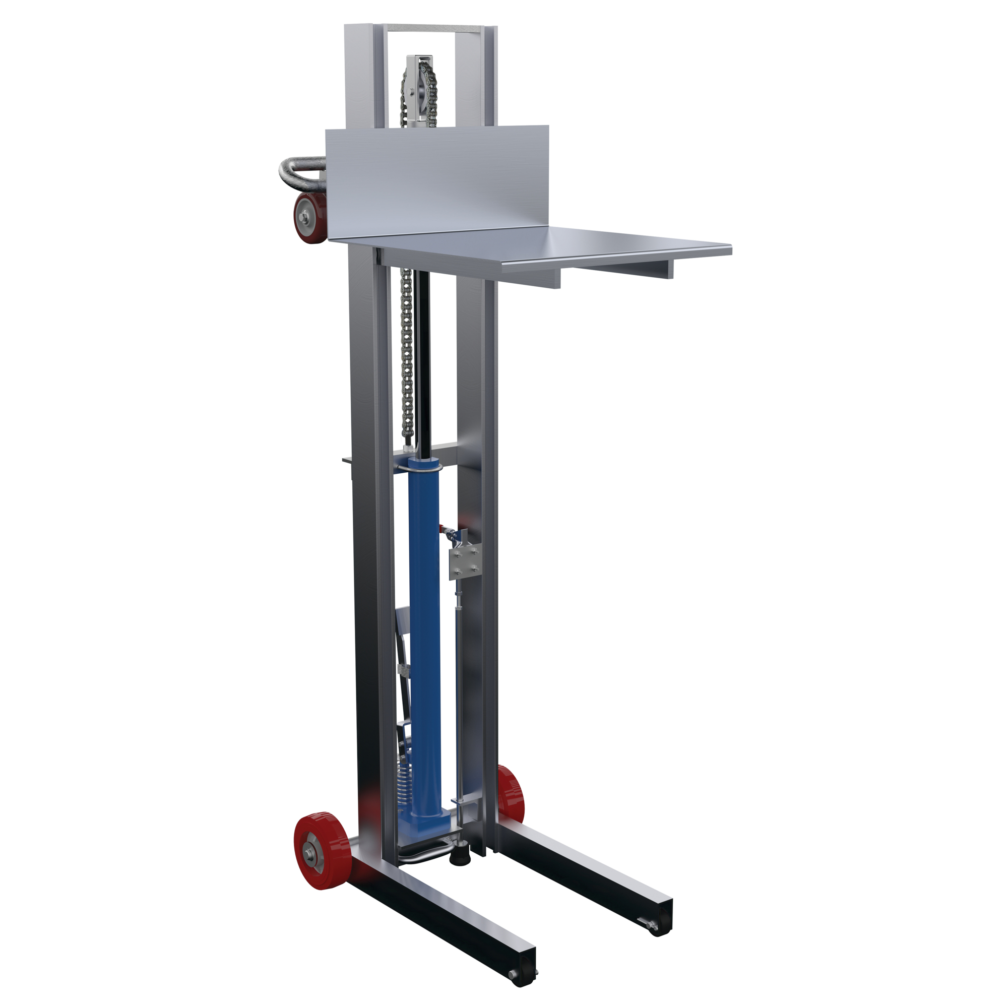 Vestil Aluminum Lite Load Lift — Foot Pump, Fixed Wheels, Manual Floor Lock, 20in. x 20in. Platform, 400-Lb. Capacity, Silver, Model# ALLH-2020-FWFL