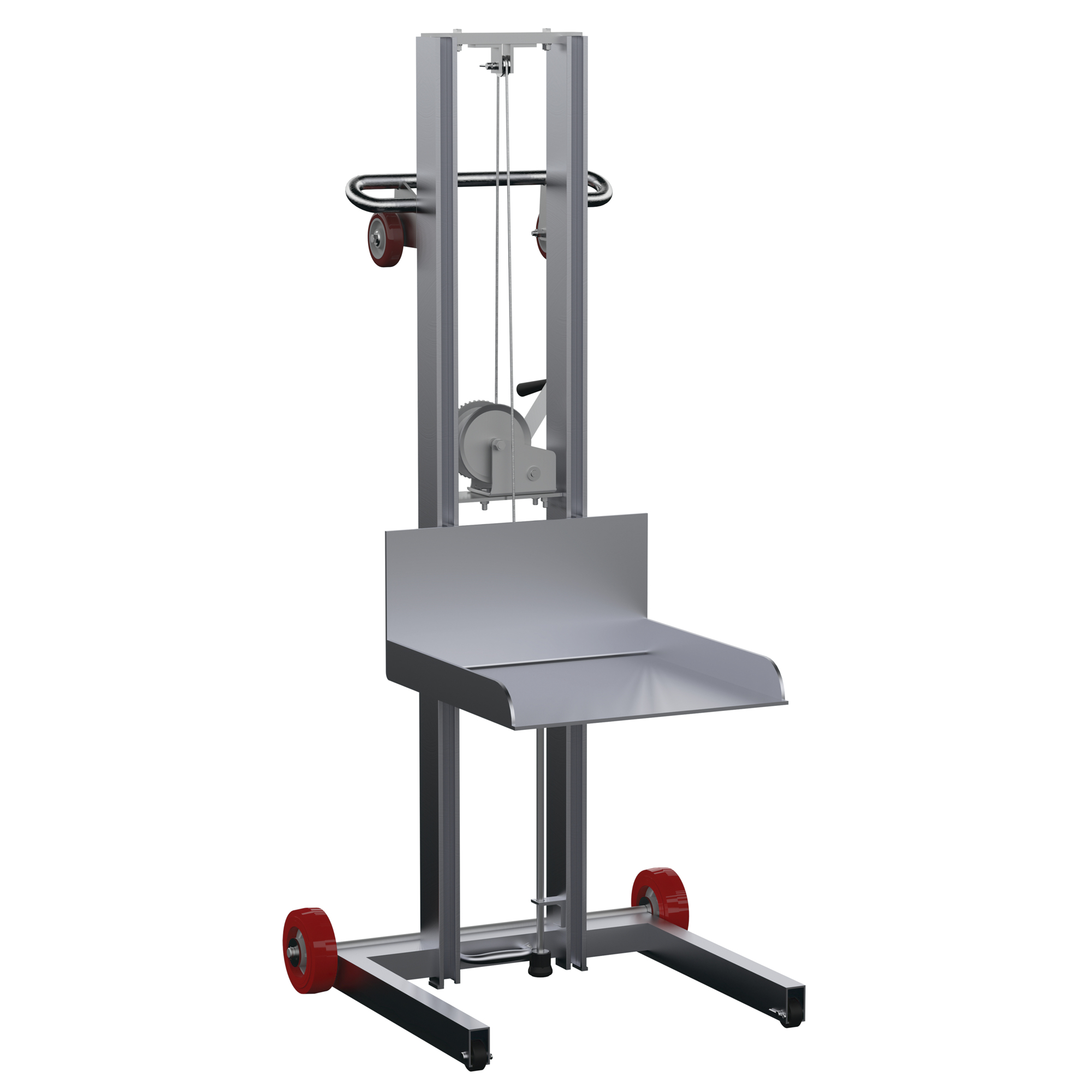 Vestil Aluminum Low-Profile Lite Load Lift — 20in. x 20in. Platform, 400-Lb. Capacity, Fixed Wheels, Manual Floor Lock, Silver, Model# ALLPW-500-FWFL