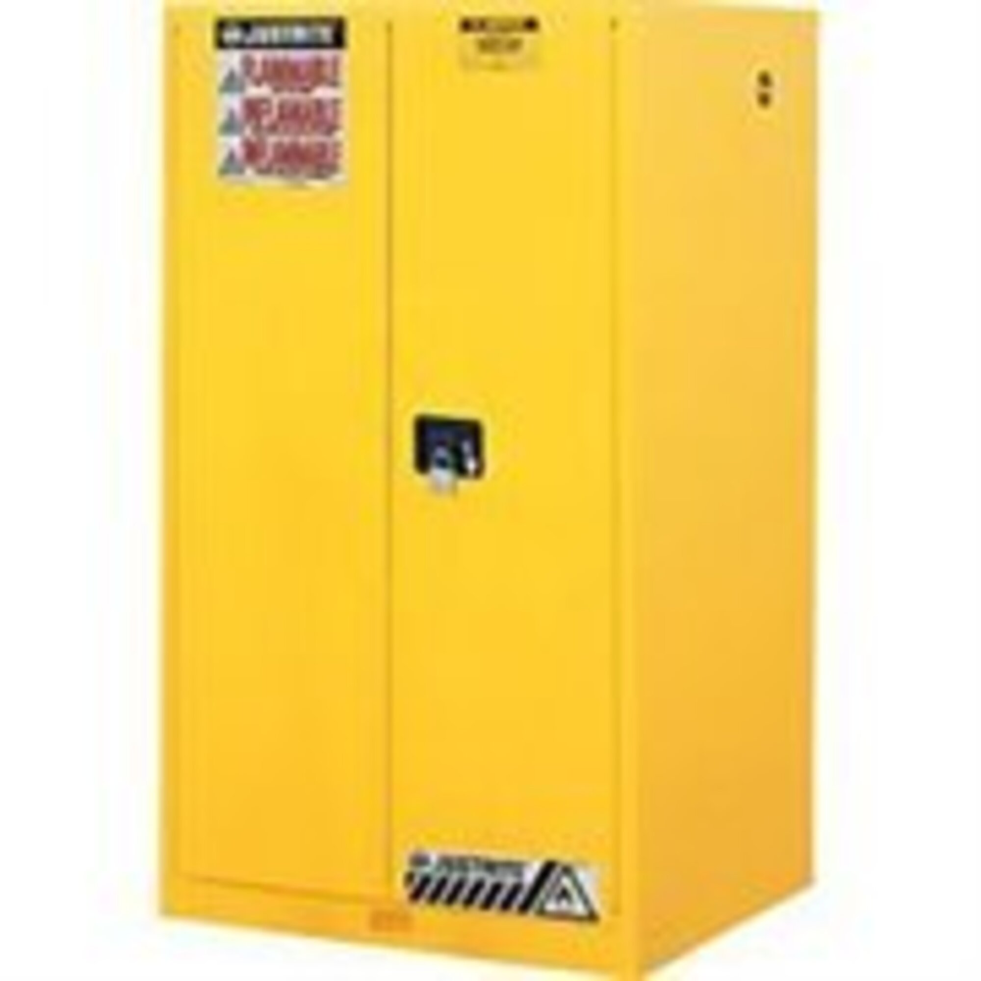 Justrite Sure-Grip EX Flammable Cabinet — 60 Gal., 2 Shelves, 2 Doors, Manual Close, Yellow, 34in. x 65in. x 34in., Model# 896000