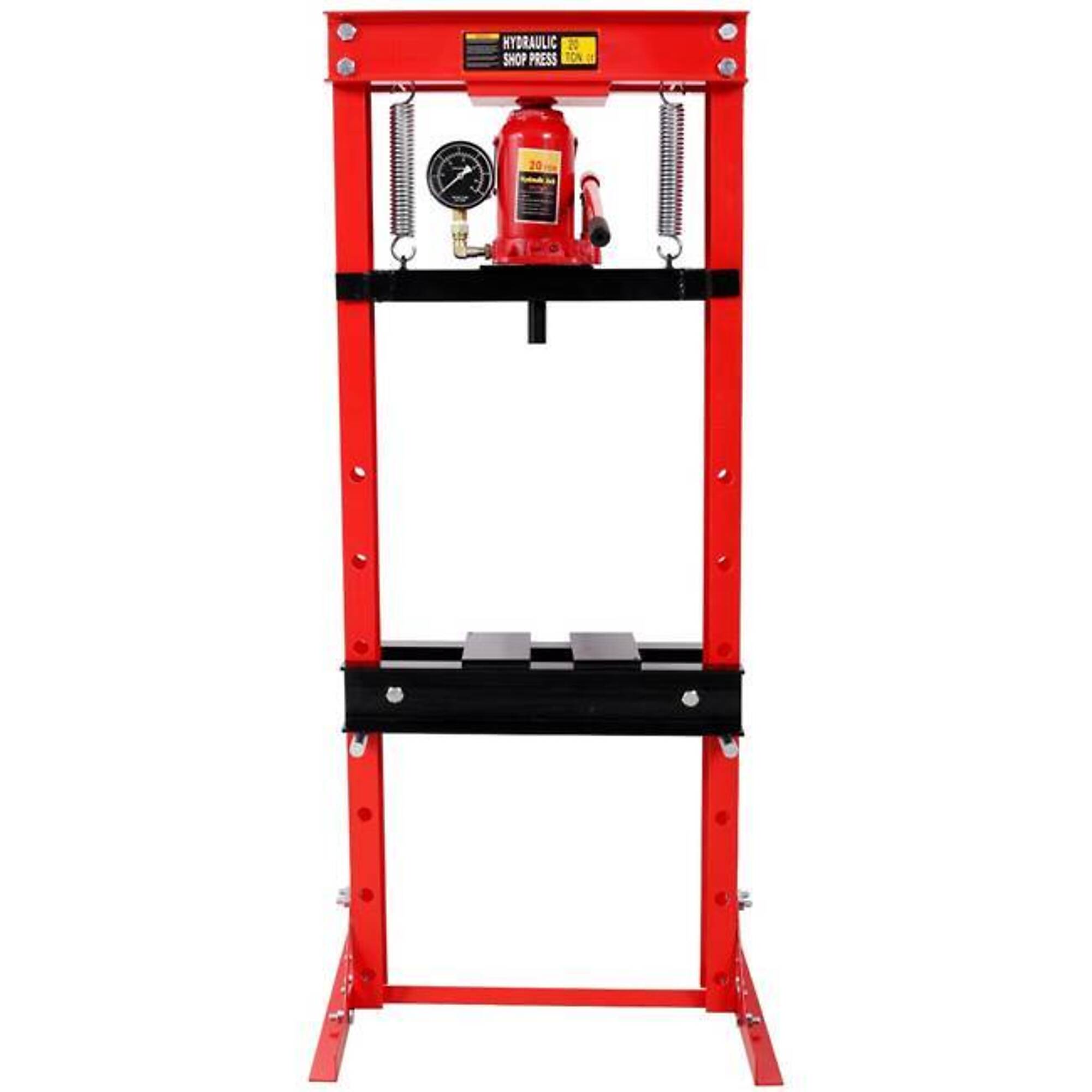 TMB BAC 20-Ton Hydraulic Shop Press — Heavy-Duty Steel, 44,000 lb. Pressing Force, Adjustable Plate and Ram Height, Red, Model# BAC-W465S00131