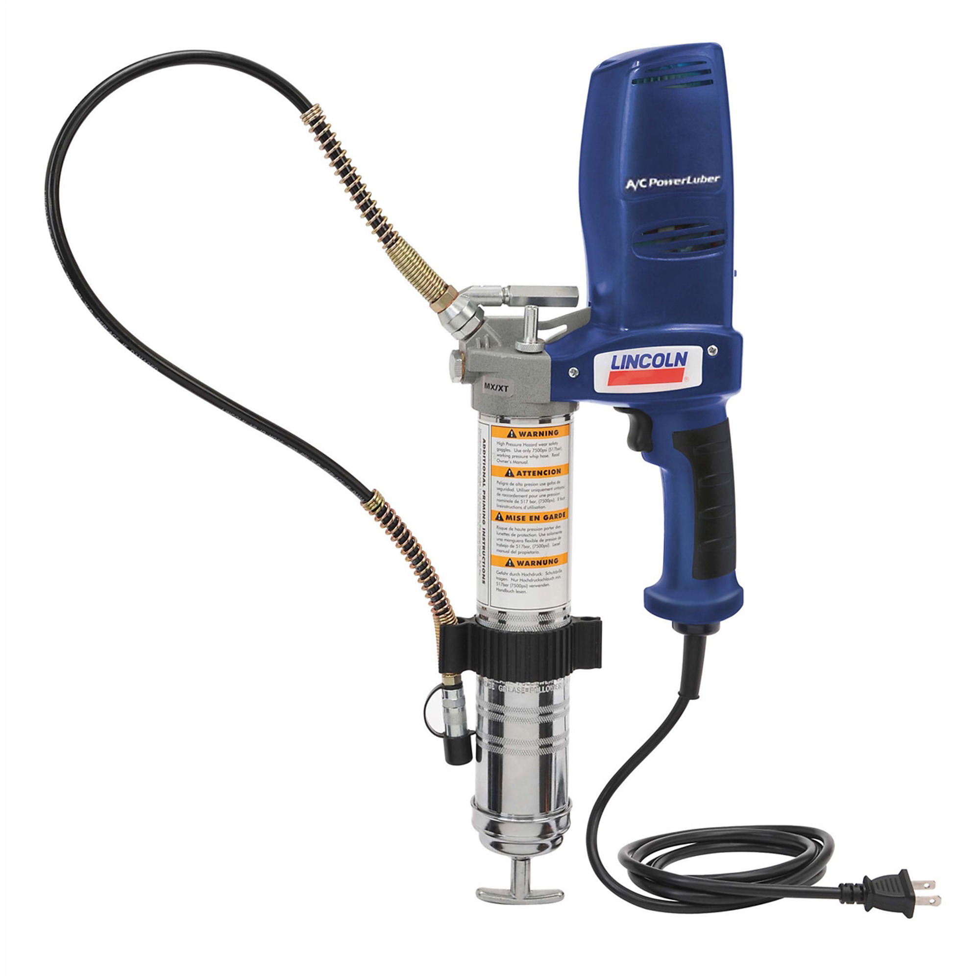 Lincoln Lubrication Electric Grease Gun — 120V, Corded, 2-Speed Transmission, Variable-Speed Trigger, 3.6oz./10.5oz. Capacity, 30in. Flex Hose, Safety Relief Valve, Model# LINAC2440