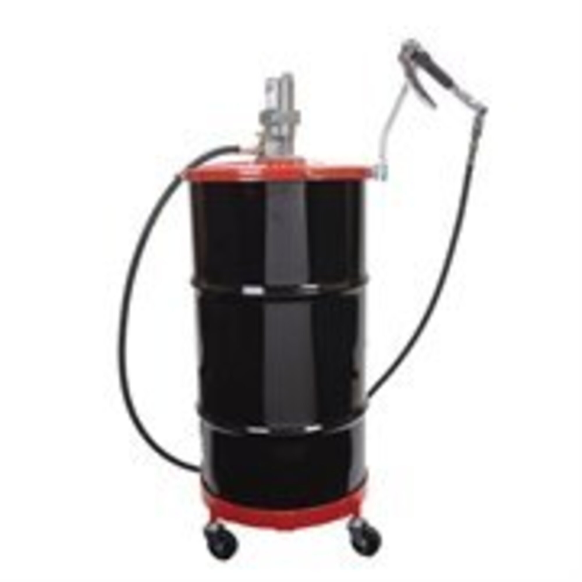 Lincoln Pneumatic Single Acting Grease Pump with Drum Dolly — For 120lb Drums, 40:1 Ratio, 7ft. High Pressure Hose, Control Valve, Universal Swivel, 4 Casters, Model# 4417