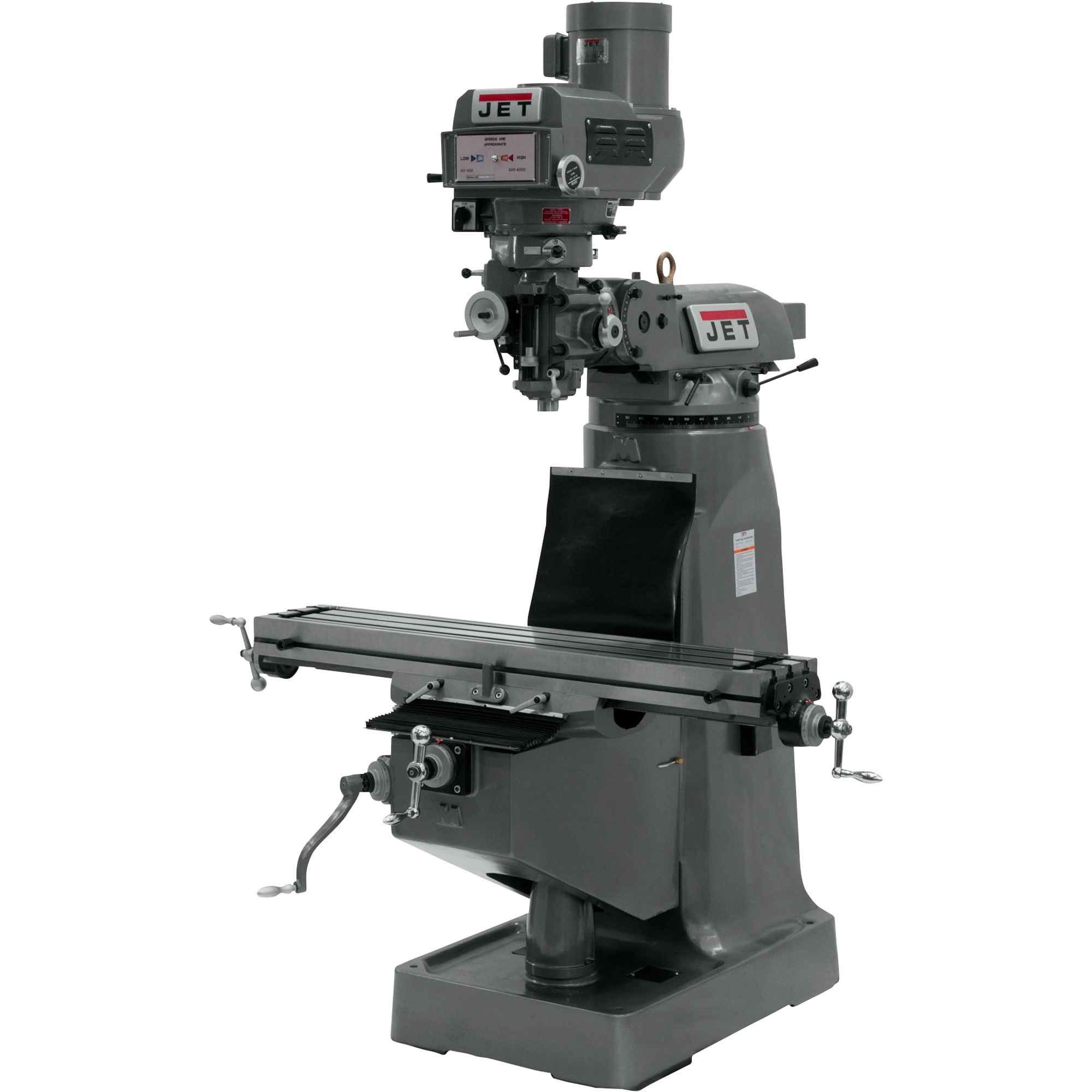 JET Variable Speed Turret Milling Machine, 9in. x 49in., 230/460 Volt, 3-Phase, Model# JTM-4VS