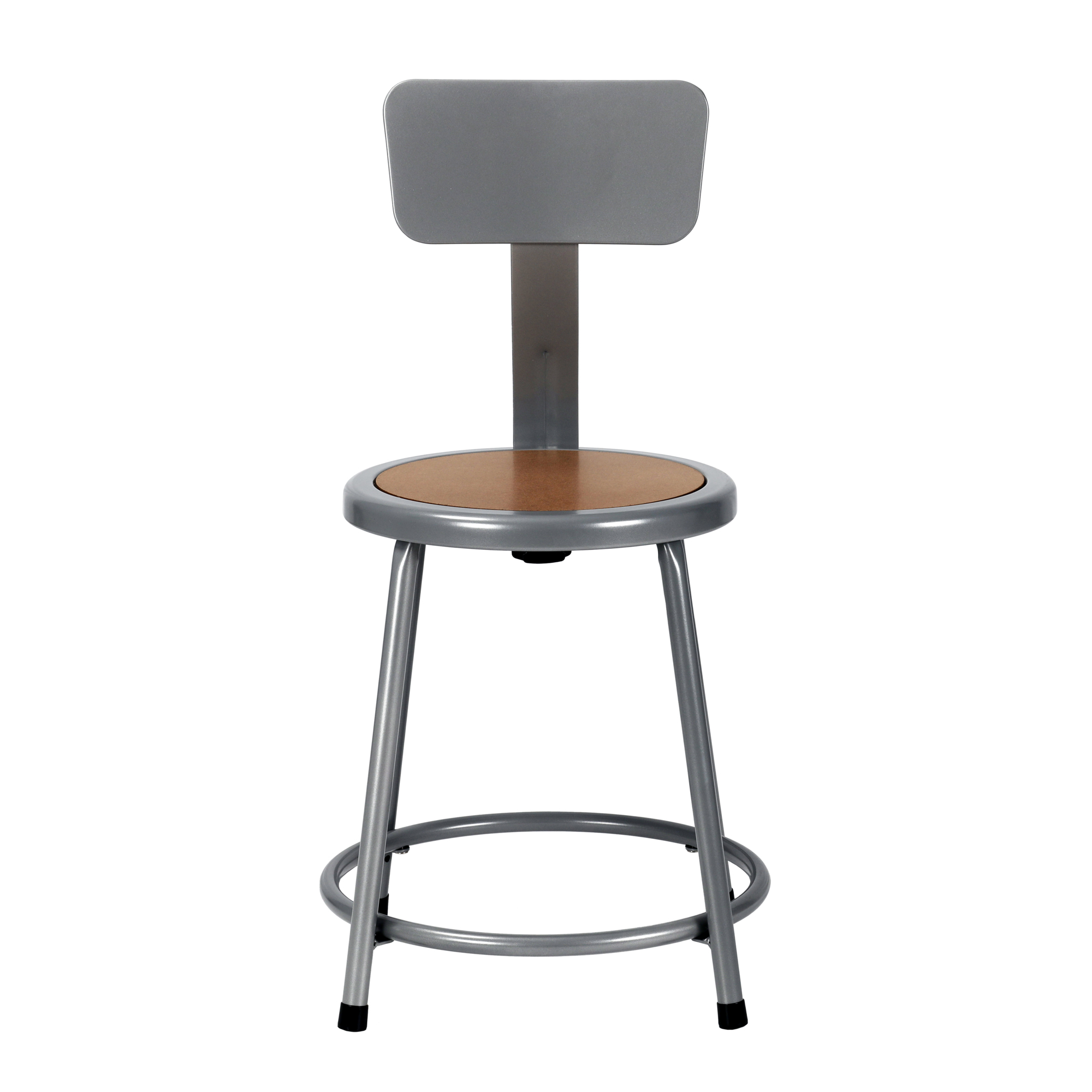 NPS Heavy-Duty Steel Stool with Backrest — 18in. Height, Grey, Assembly-Ready, Model# 6218B-KD