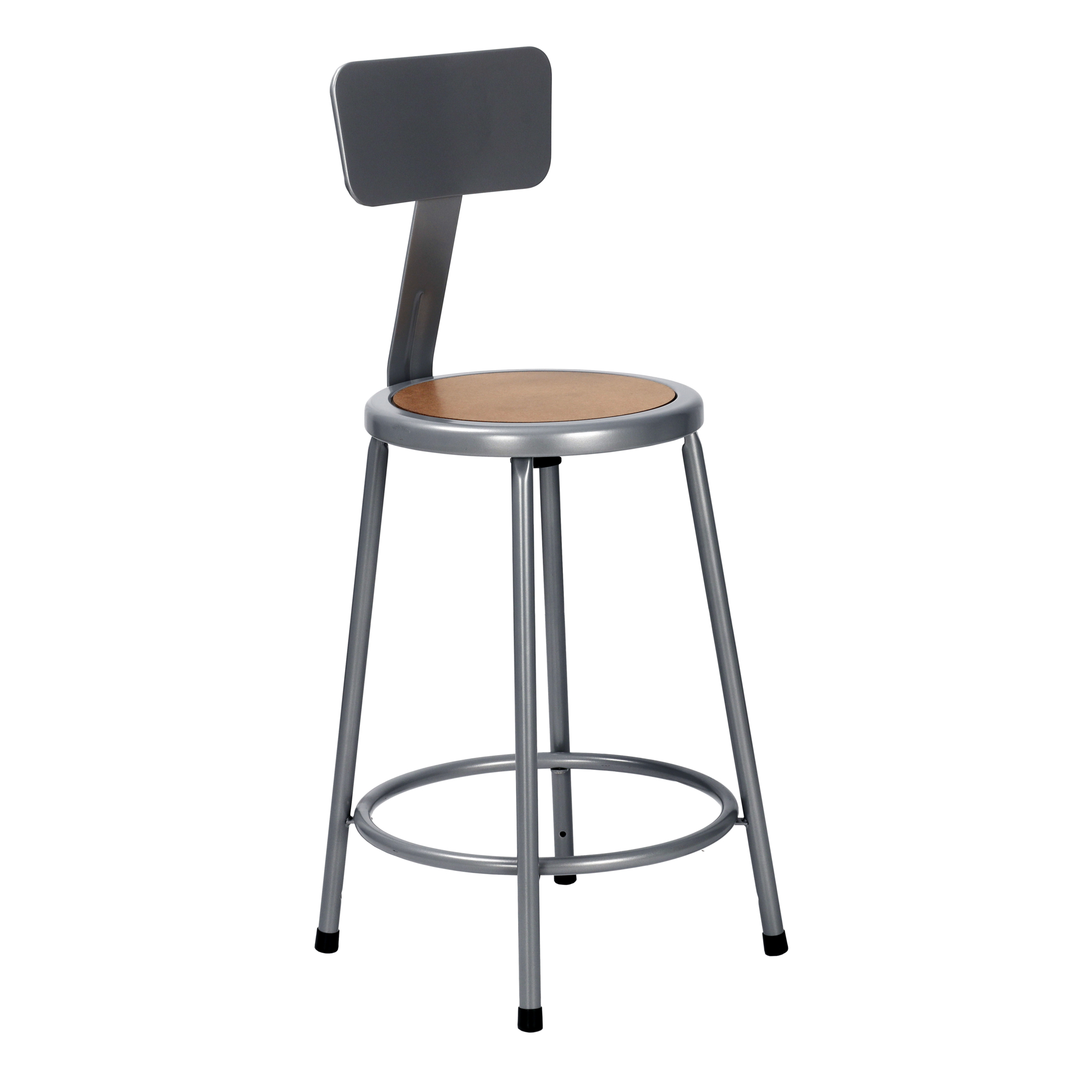 NPS Heavy Duty Steel Stool with Backrest — 24in., Grey, Assembly Ready, Model# 6224B-KD