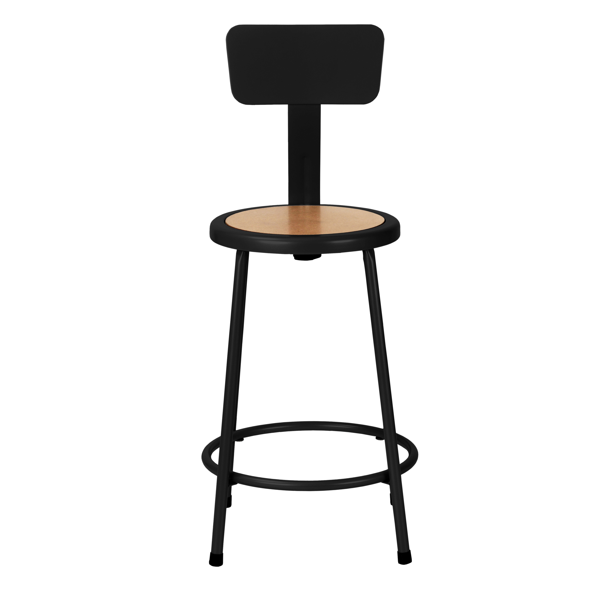 NPS Heavy-Duty Steel Stool with Backrest — 24in. Height, Black, Assembly Ready, Model# 6224B-10-KD