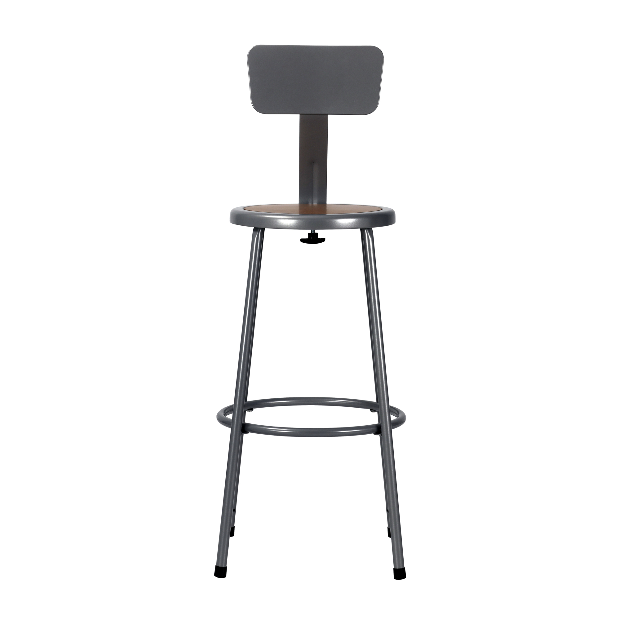 NPS Heavy-Duty Steel Stool with Backrest — 30in. Height, Grey, Assembly-Ready, Model# 6230B-KD