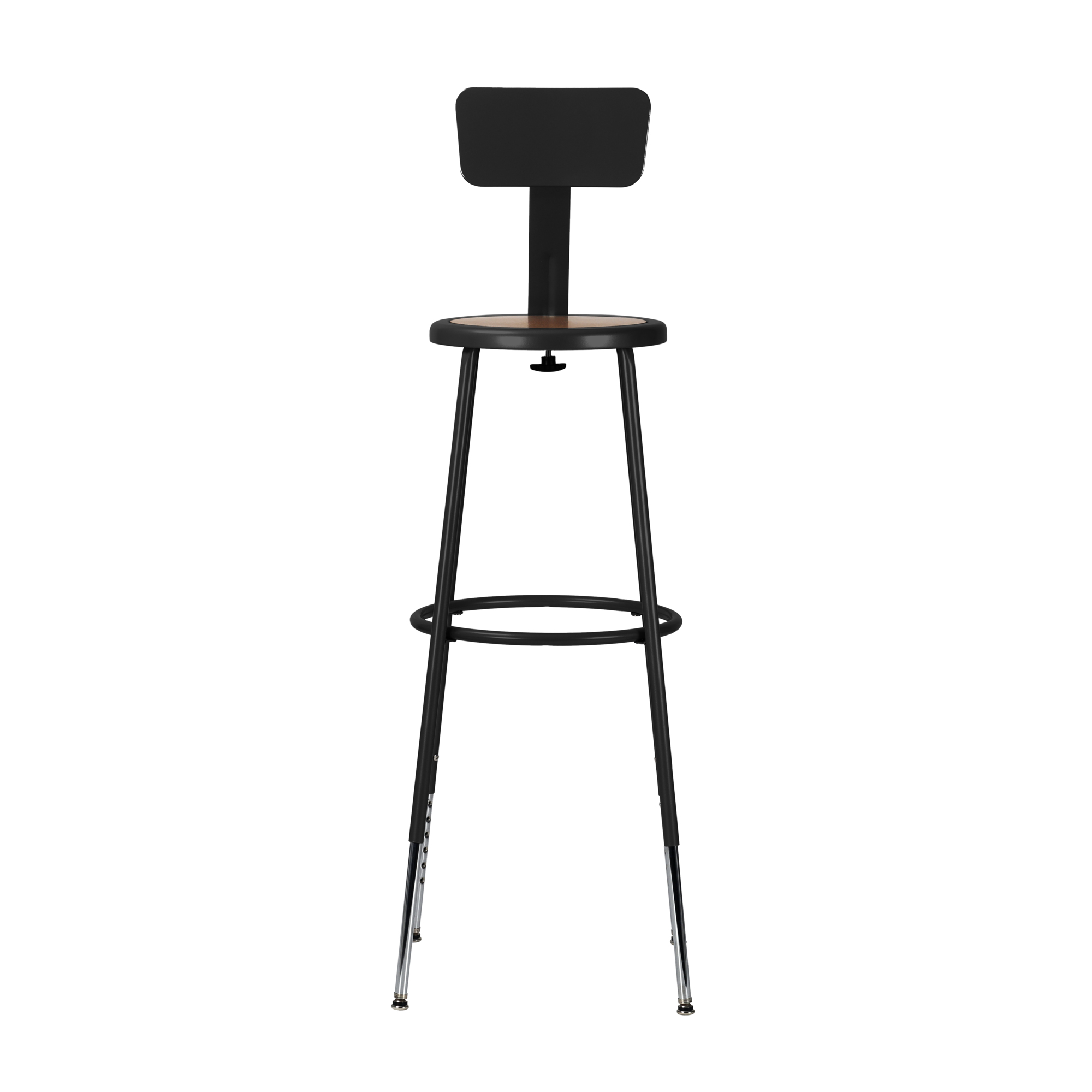 NPS Height Adjustable Heavy-Duty Steel Stool — 30.5in. to 38.5in., Backrest, Black, Assembly Ready, Model# 6230HB-10-KD