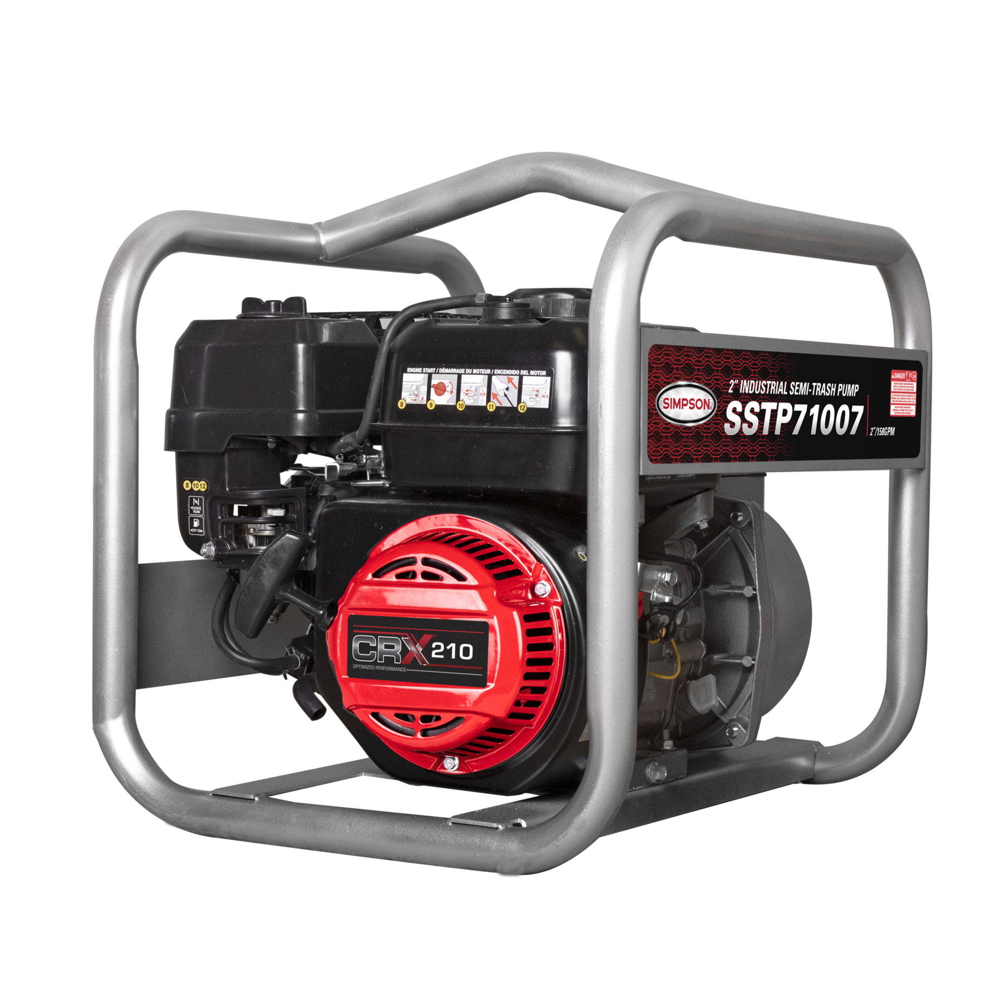 Simpson Portable Semi-Trash Pump — 158 GPM, 2in. Dia., CRX 210 Engine, Model# 71007