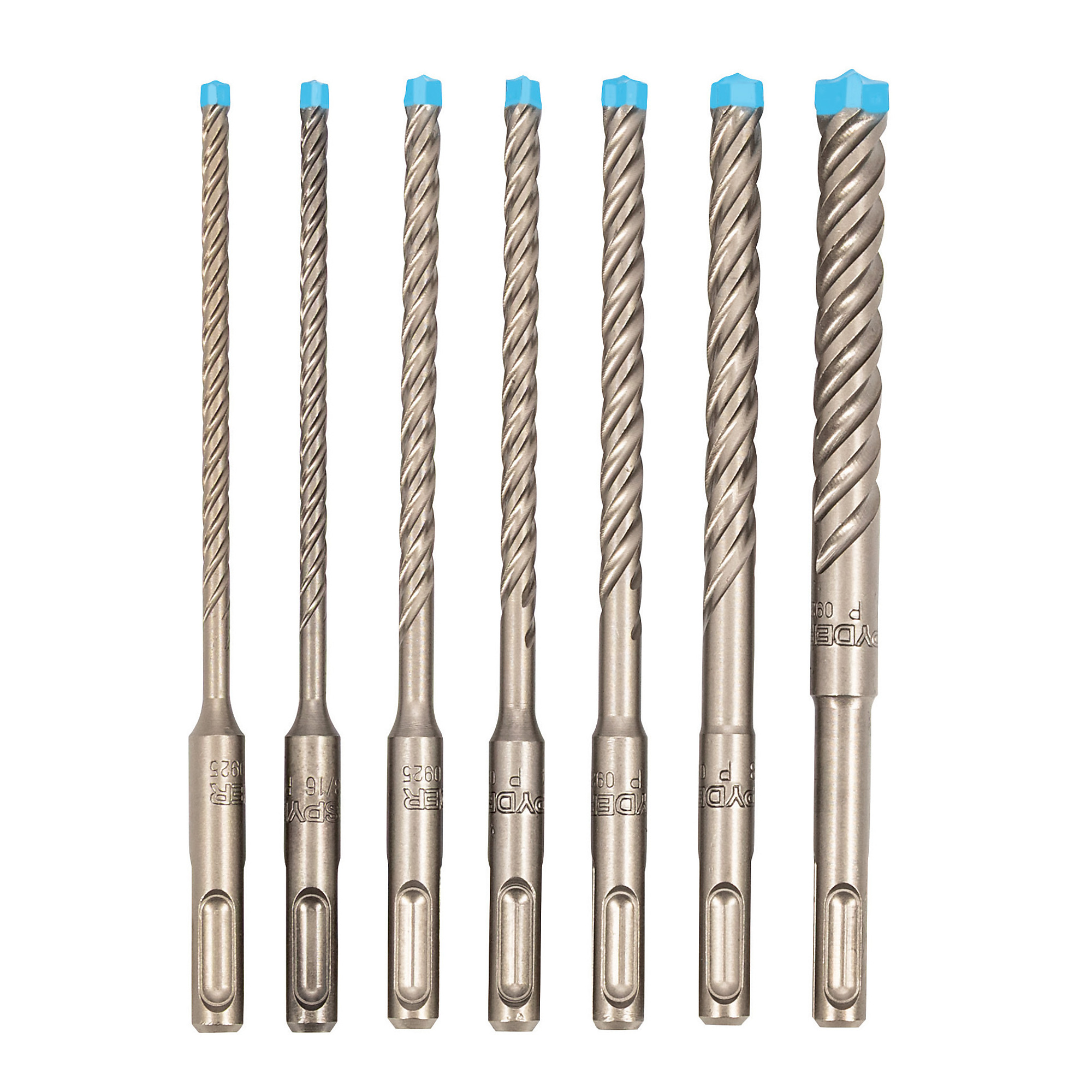 Spyder 7-Piece SDS-Plus Full-Carbide Rotary Hammer Drill Bit Set — 8-Cutter, Model# 950037