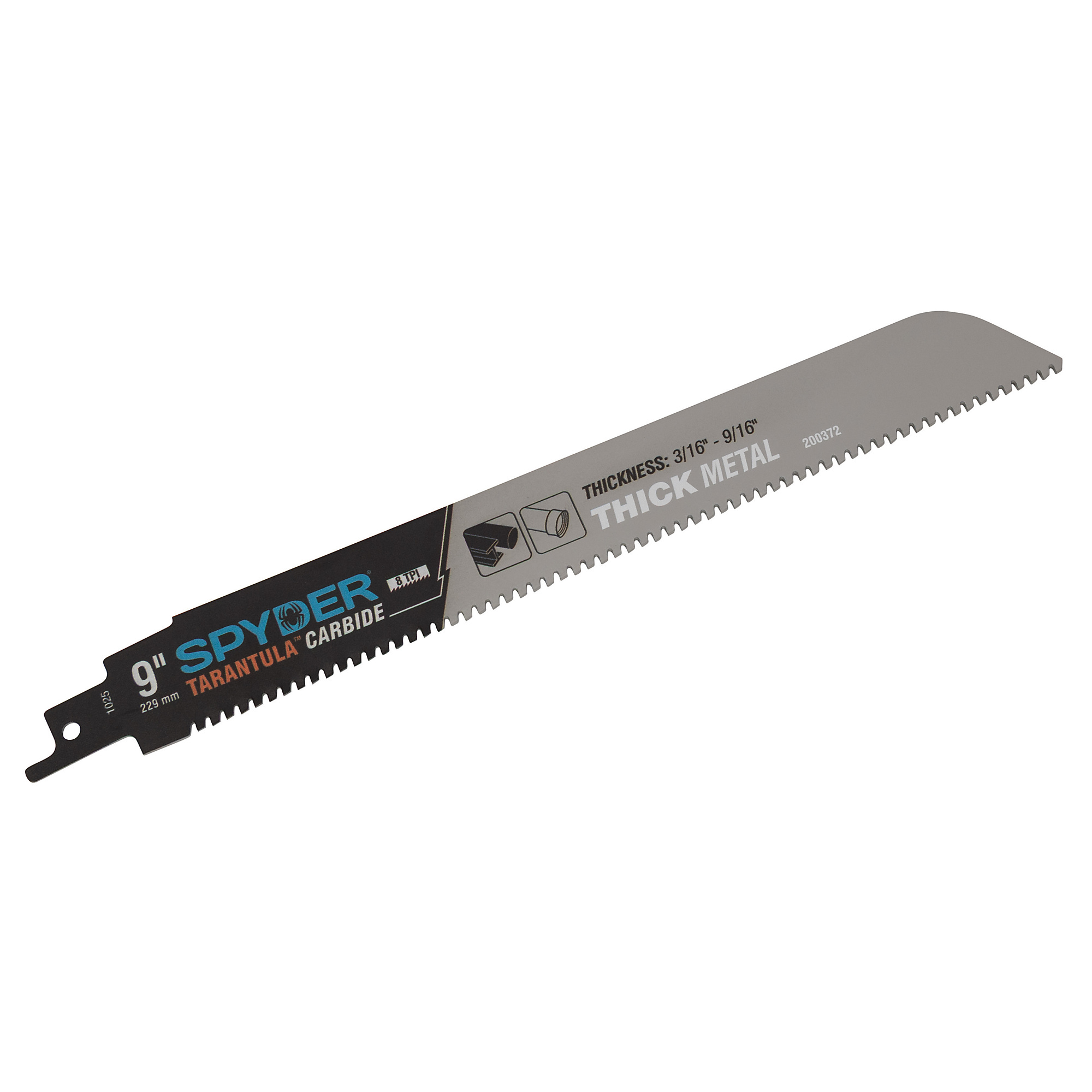 Spyder Tarantula Carbide Reciprocating Saw Blade — 9in., 8 TPI, Ultra-Durable, Model# 200372