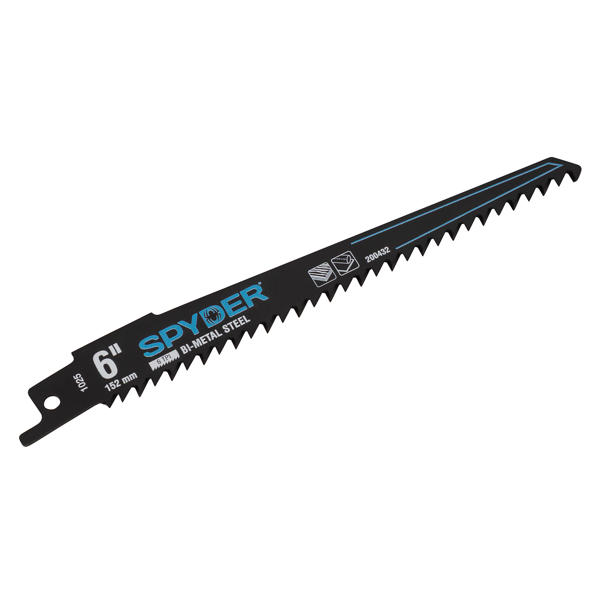 Spyder Bi-Metal Reciprocating Saw Blade — 6in., 6 TPI, Wood & Plastic, 5-Pack, Model# 200432-5