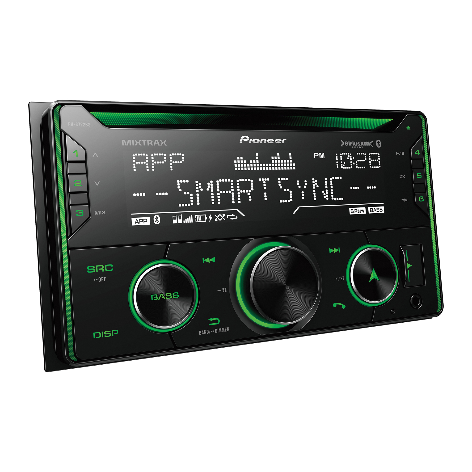 Pioneer FH-S722BS Double-DIN CD Car Stereo Head Unit — Smart Sync Compatibility, Built-In Amplifier, 13-Band Graphic Equalizer, Bluetooth, Model# FH-S722BS