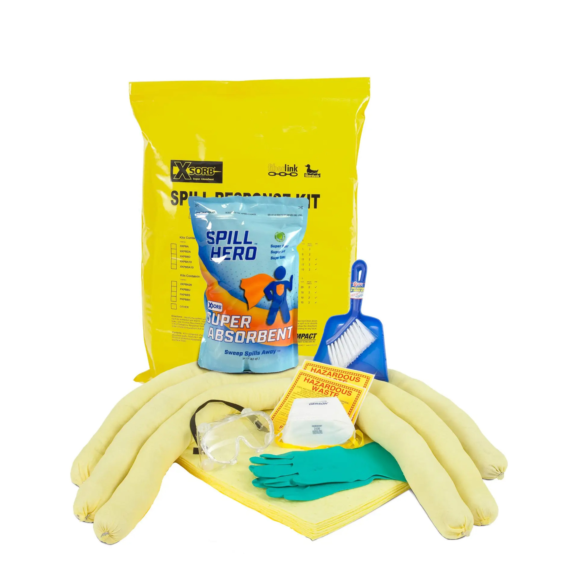 Impact Absorbents Inc XSORB Hazmat Xpress Spill Kit — Portable, Compact, High Absorbency, Includes Granular Absorbent, Hazmat Socks and Pads, Safety Yellow, Model# XKPBHA10-3