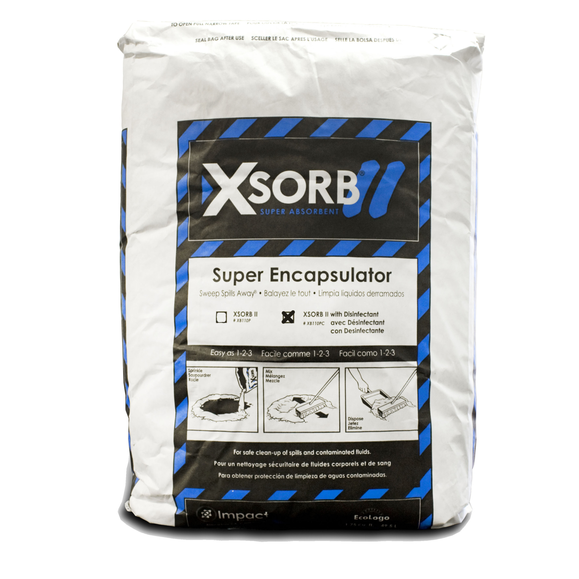 Impact Absorbents Inc XSORB Plus Super Encapsulator with Disinfectant — 1.75 Cu. Ft. Bag, Model# XB110PC