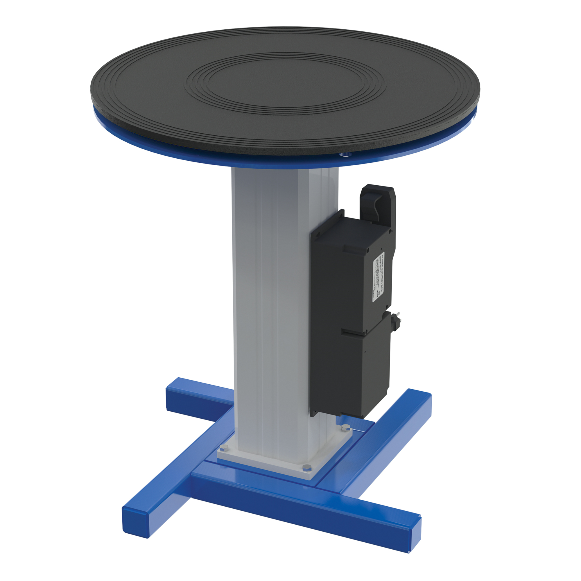 Vestil Steel Turntable — 24in. Diameter, DC Powered, 28–43in. Height Adjustment, 750-Lb. Capacity, Blue, Model# TT-N-24-LA