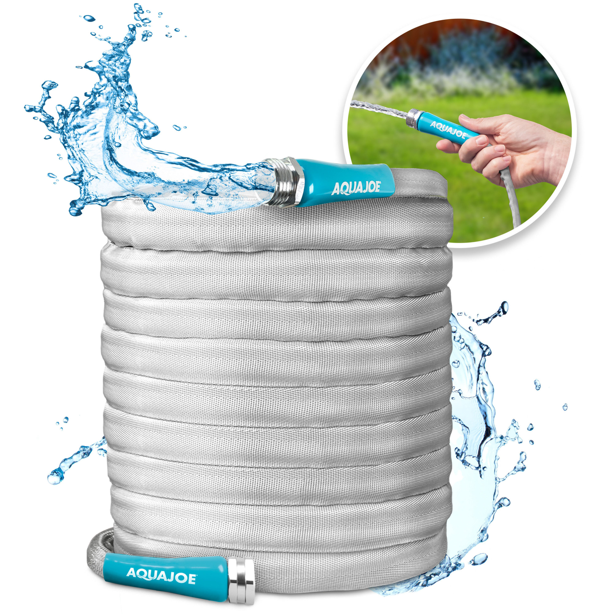Aqua Joe Xtreme Fiberjacket Garden Hose — 100ft., 1/2in. Diameter, Metal Fittings, Model# AJFJH100-PRX