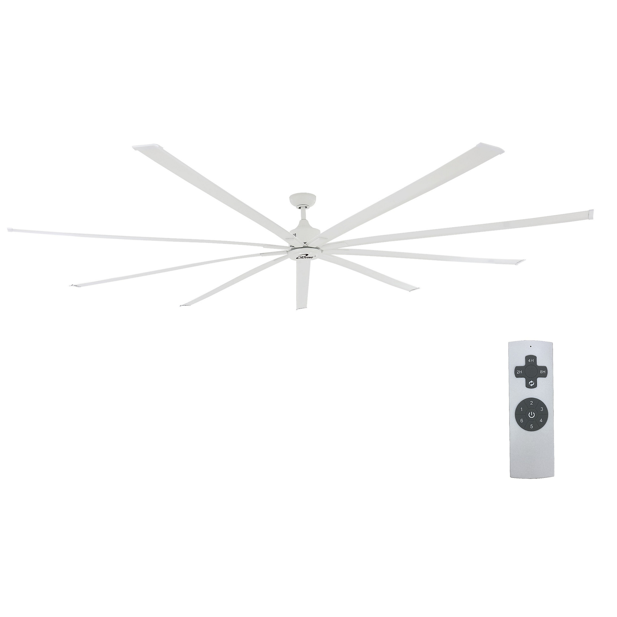 Dr. Infrared Heater iLiving HVLS Big Ceiling Fan — 108in., 9 Blades, 16,505 CFM, BLDC Motor, Reversible, IR Remote, Model# ILG8HVLS108