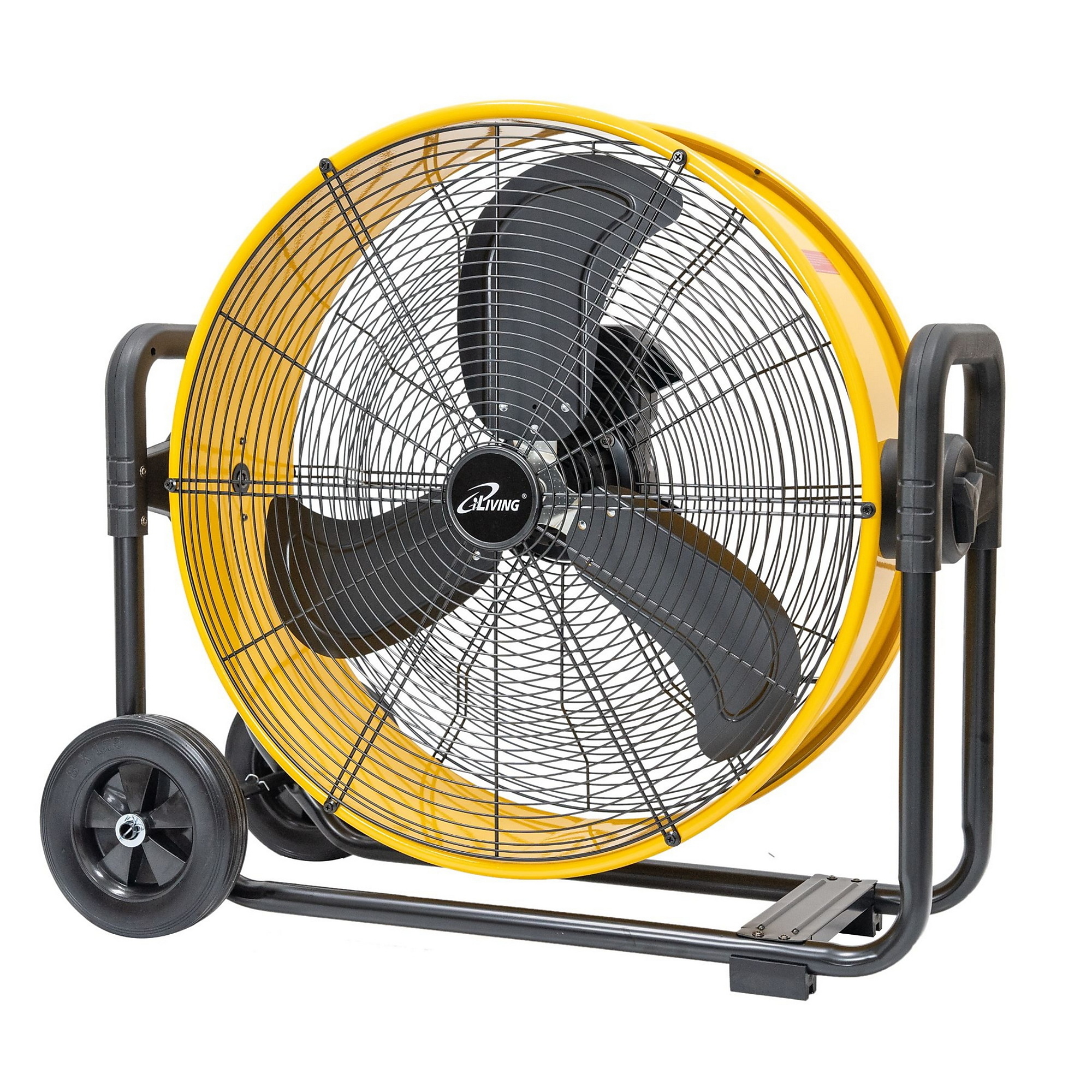 Dr. Infrared Heater iLiving Heavy Duty High Velocity Barrel Floor Drum Fan — 24in., 7341 CFM, DC Motor, Yellow, Model# ILG8M24-60DC