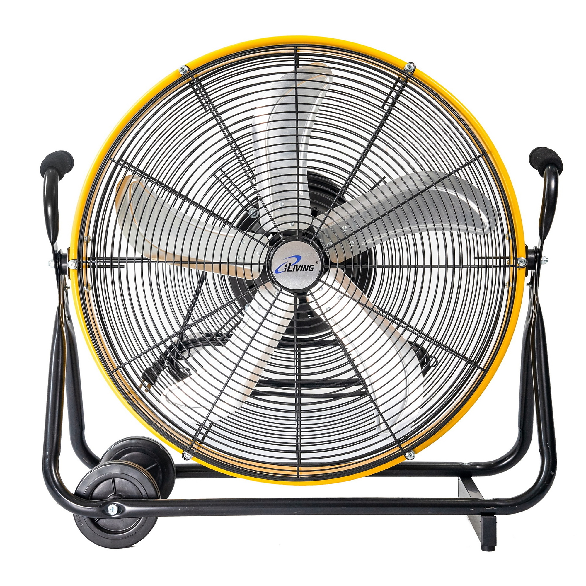 Dr. Infrared Heater iLiving Orbital Internal Oscillating High Velocity Barrel Floor Fan — 24in., 3-Speed, 7800 CFM, Powder-Coated Steel, Yellow, Model# ILG8MOSC24