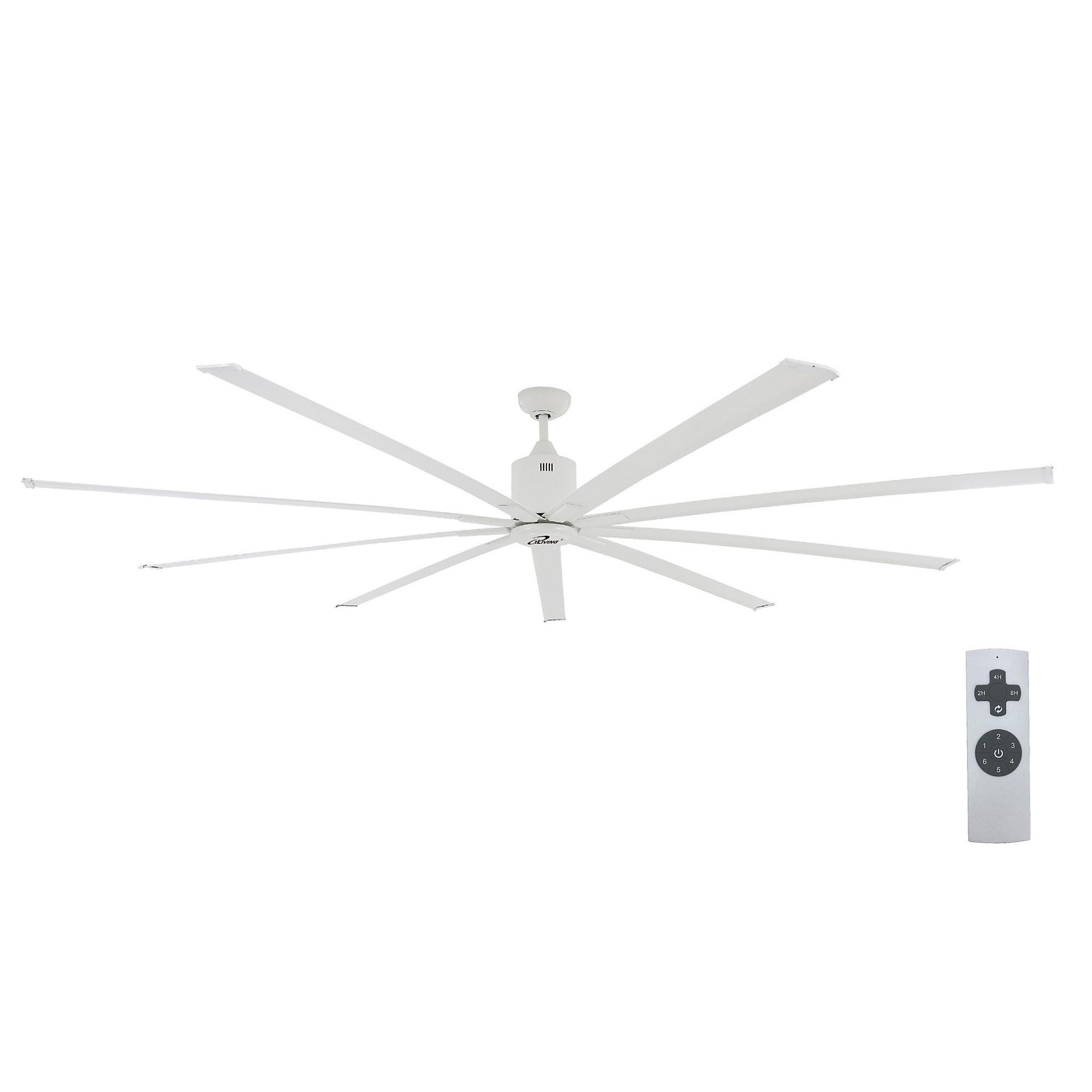 Dr. Infrared Heater iLiving HVLS Big Ceiling Fan — 96in., 8ft., 9 Blades, 12312 CFM, Reversible Motor, Industrial/Commercial/Residential, IR Remote, Model# ILG8HVLS96