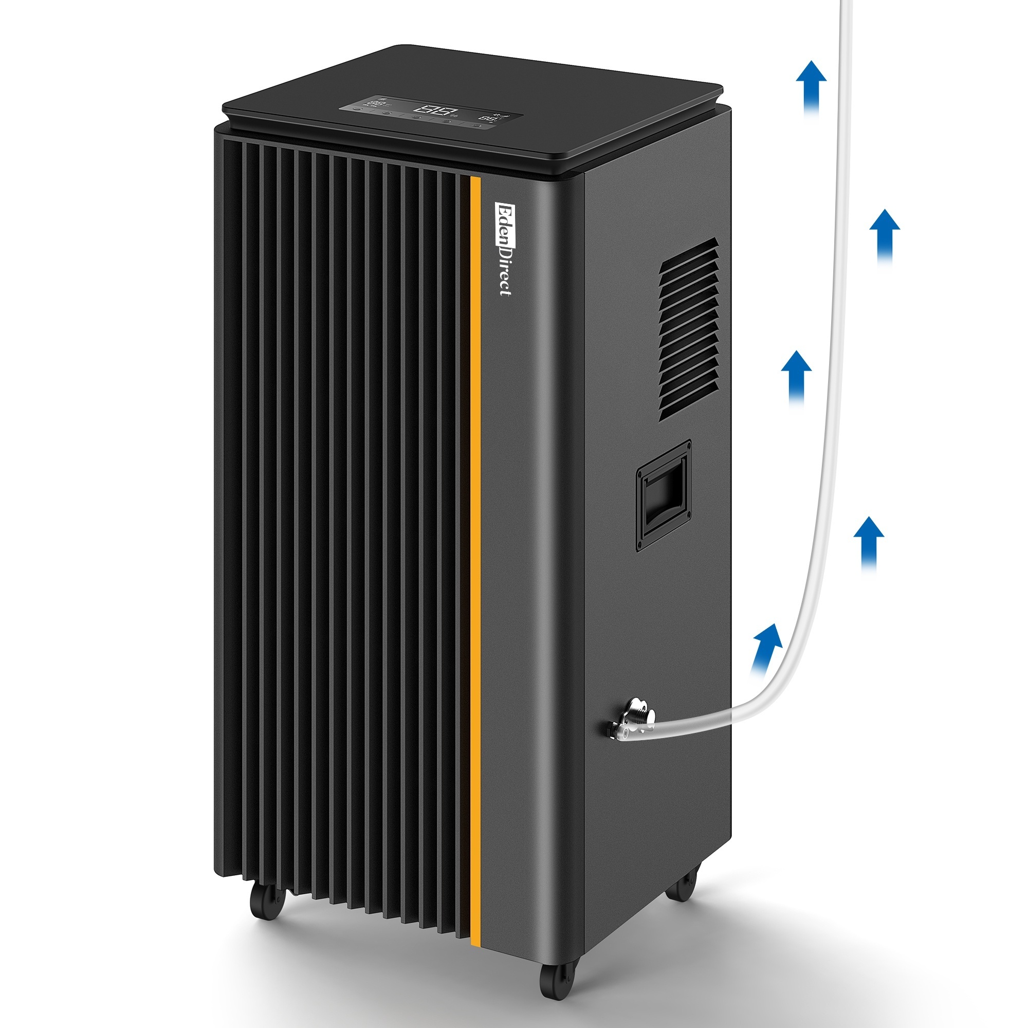 EdenDirect Commercial Dehumidifier with Pump — 296 PPD, 8,500 Sq. Ft. Coverage, Drain Hose Included, High Efficiency, Black, Model# OL90-D059W