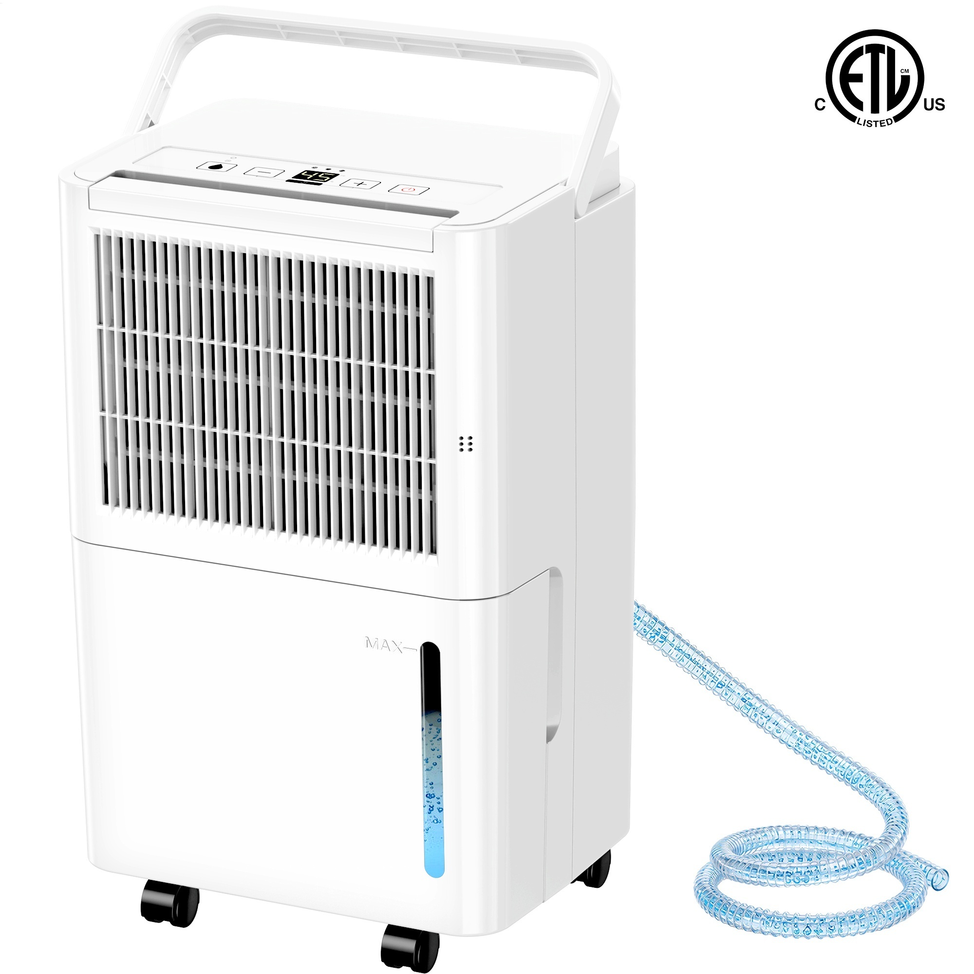 EdenDirect Home Dehumidifier — 30 Pt., 2,000 Sq. Ft. Coverage, Bucket & Drain Hose Included, Cloth Drying, Auto-Off, Auto Defrost, Quiet Run, White, Model# NTE-FDD12-5091