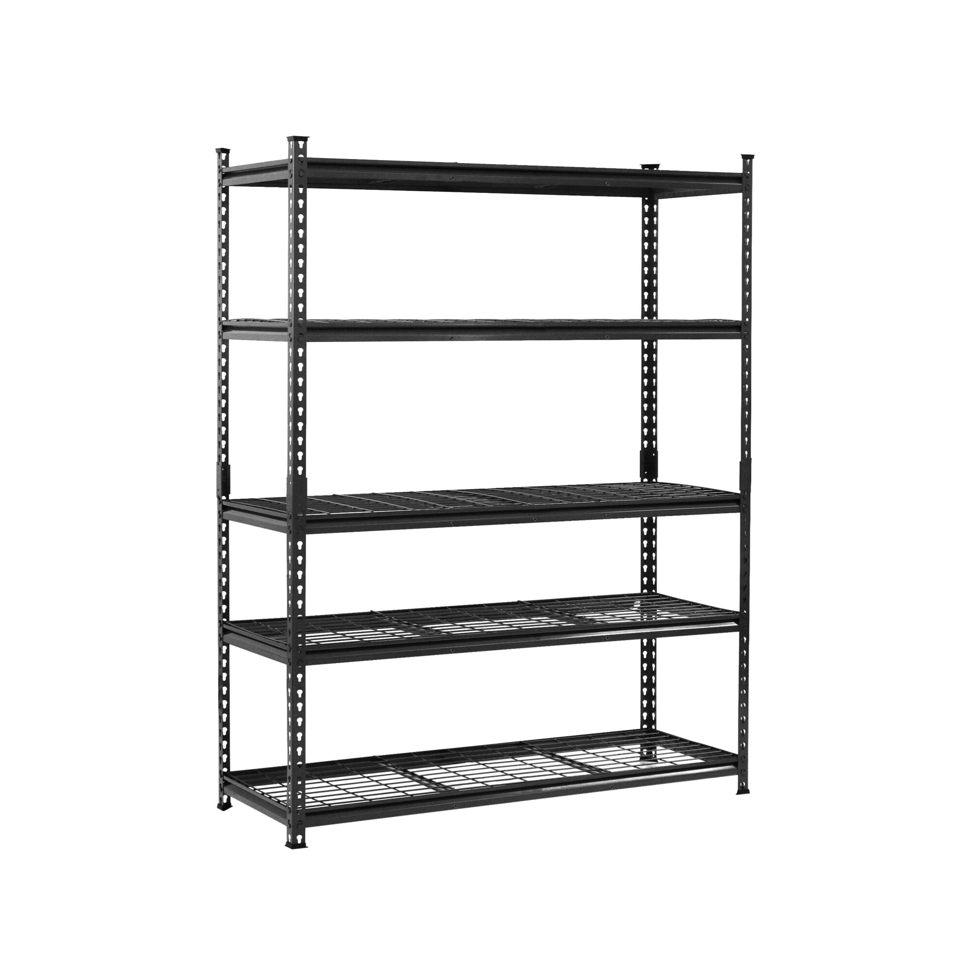 AR Shelving 5000 Series Wire Mesh Shelving — 72in.H x 48in.W x 24in.D, 5000-Lb. Capacity, 5-Tier, Steel Frame, Matte Black, Model# TRCM18520KFUS0I
