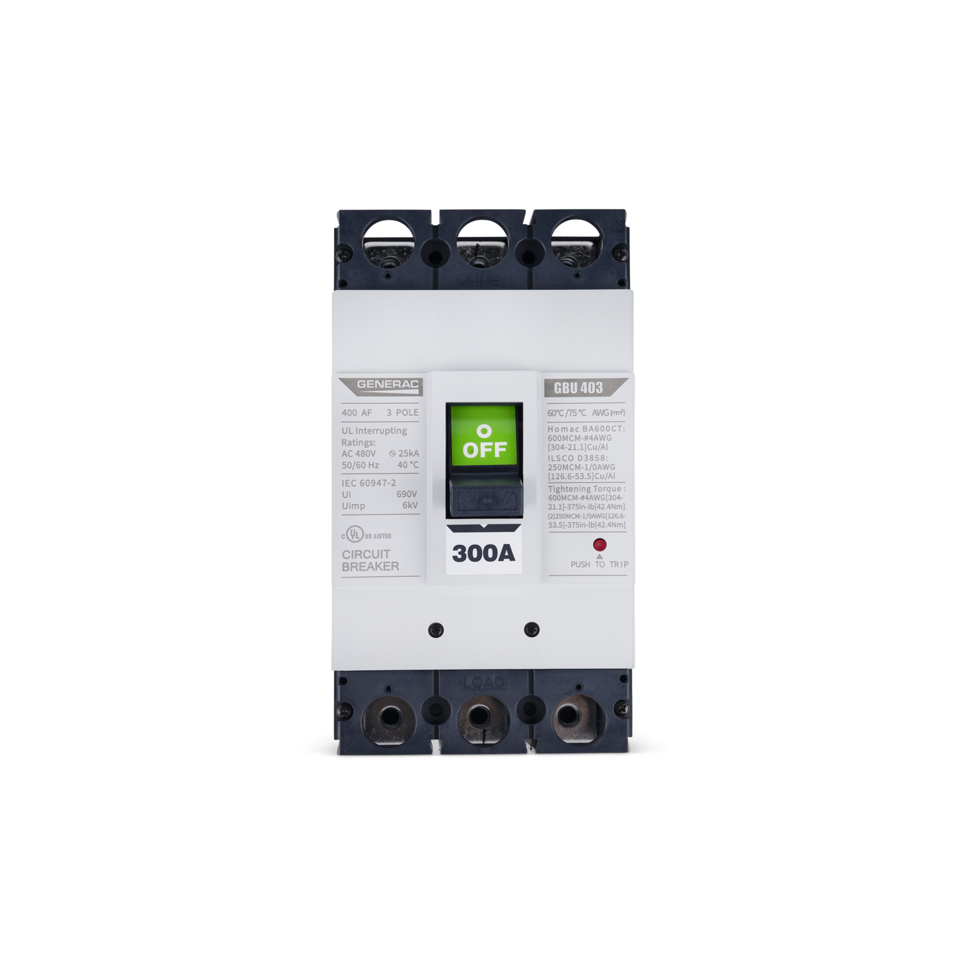 Generac Circuit Breaker Kit — 300 Amps, 3-Pole, Model# 9981